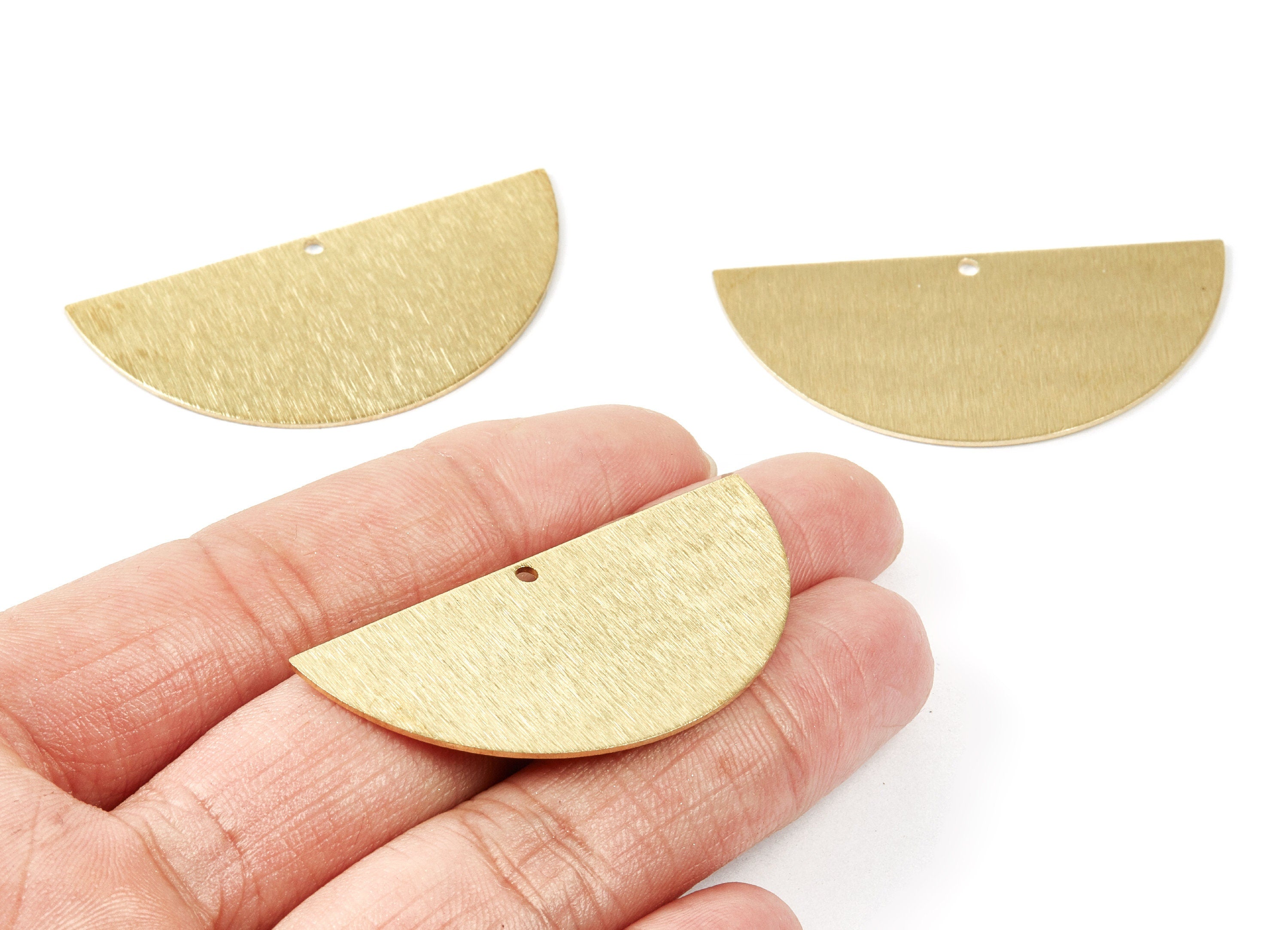 Brass Textured Half Round Charms - Textured Semi Circle Raw Brass Pendant - Earring Findings - Jewelry Supplies - 50x24x0.85mm - PP1745 - DOMEDBAZAAR