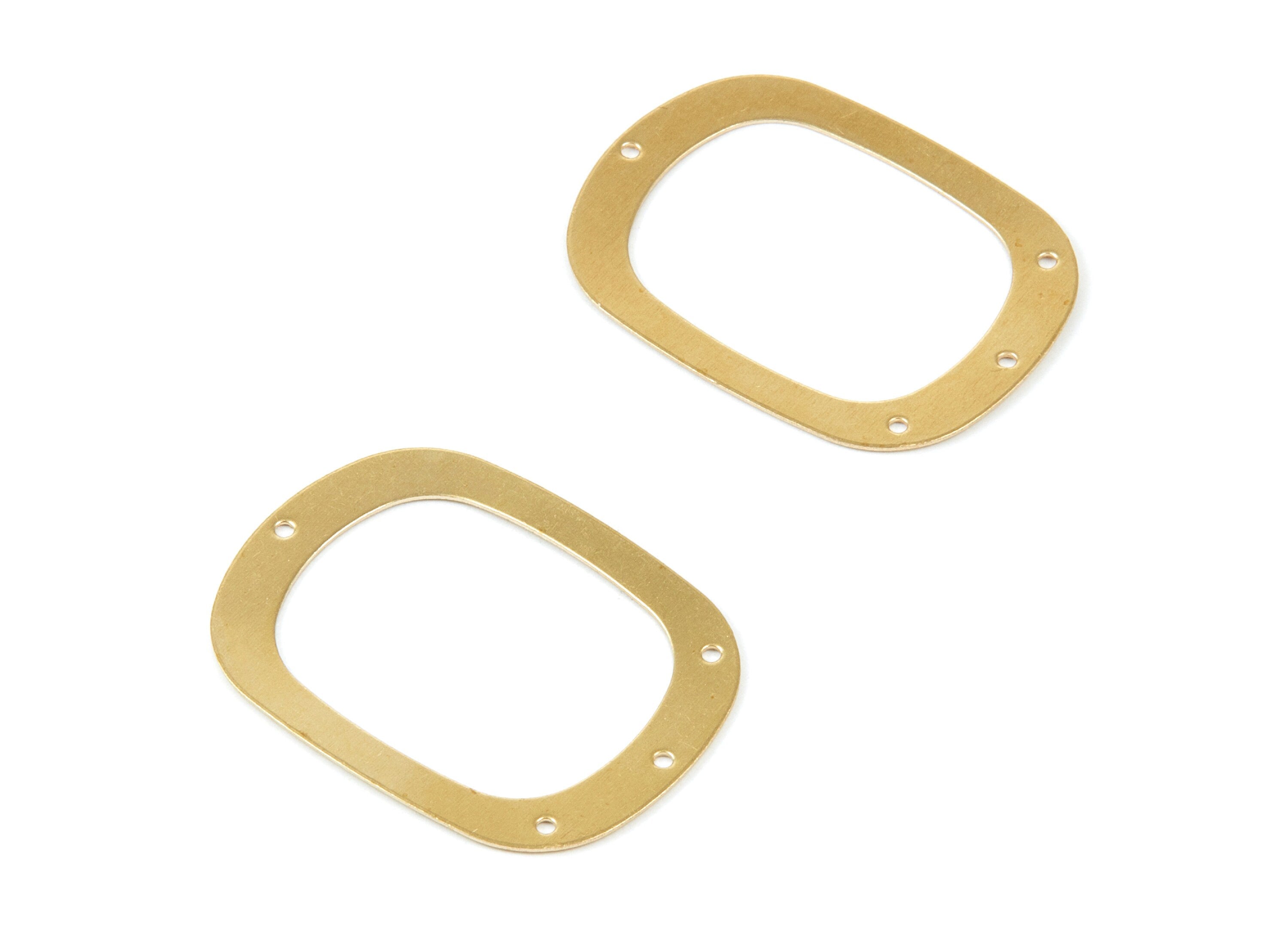 Brass Oval Charms - Oval Shaped Raw Brass Connector with 4 Holes - Jewelry Supplies - 36x27,1x0,5mm - PP1876 - DOMEDBAZAAR