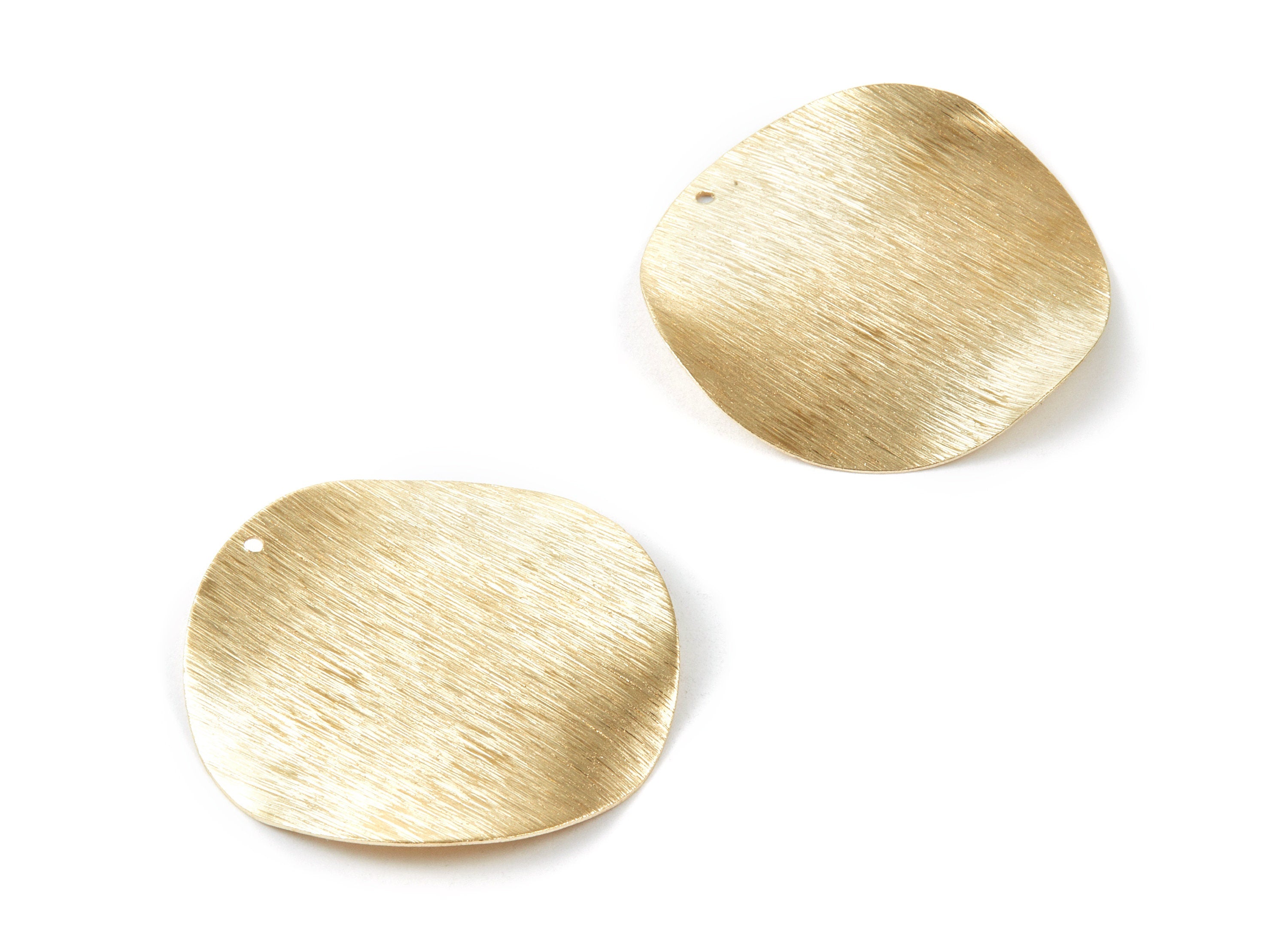Brass Textured Round Charms - Textured Circle Raw Brass Pendant - Earring Findings - Jewelry Supplies - 40x40x0,52mm - PP1927 - DOMEDBAZAAR