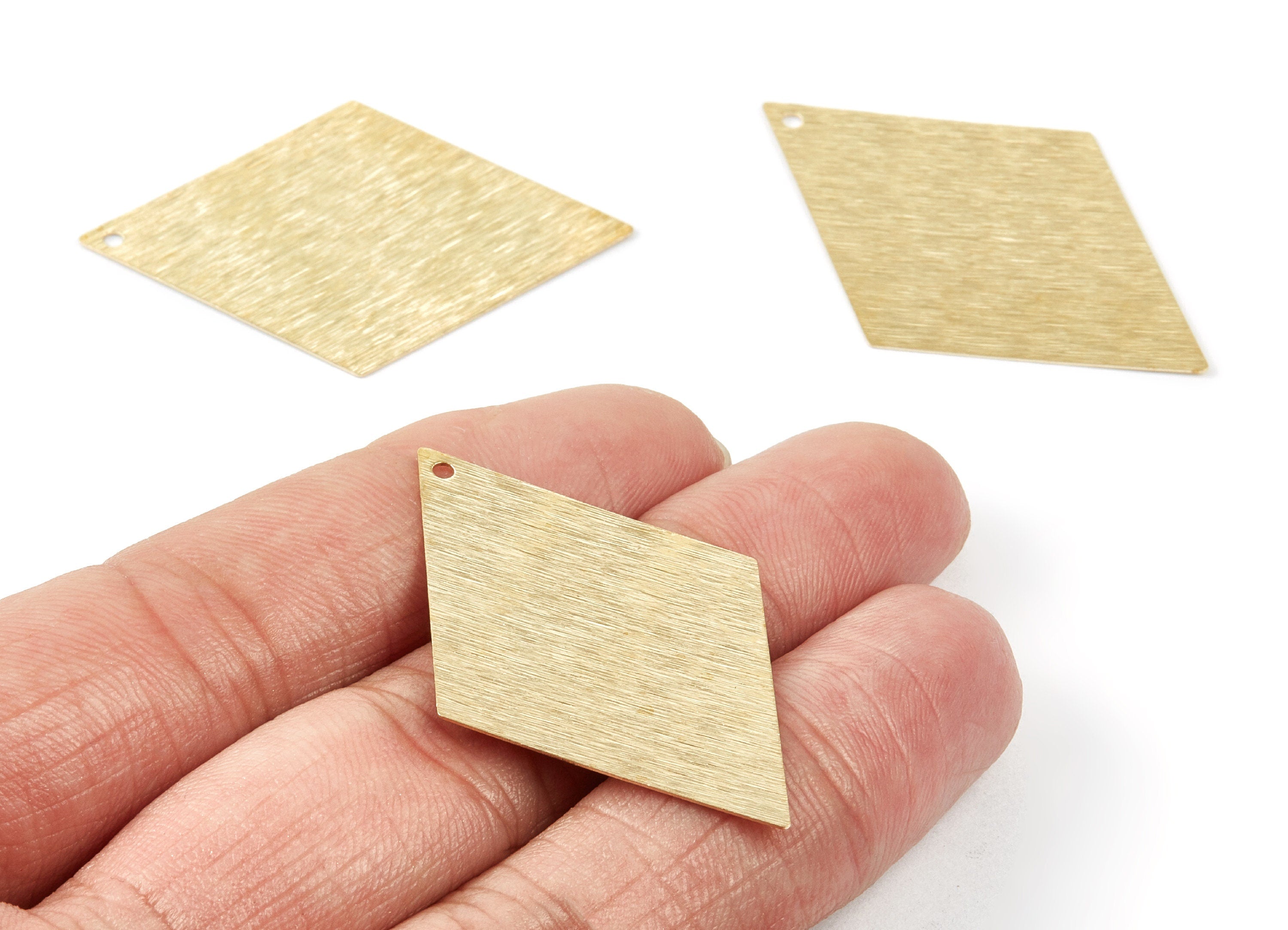 Brass Textured Rhombus Charms - Textured Rhombus Raw Brass Pendant - Earring Findings - Jewelry Supplies - 43.63x28.8x0.42mm - PP1773 - DOMEDBAZAAR