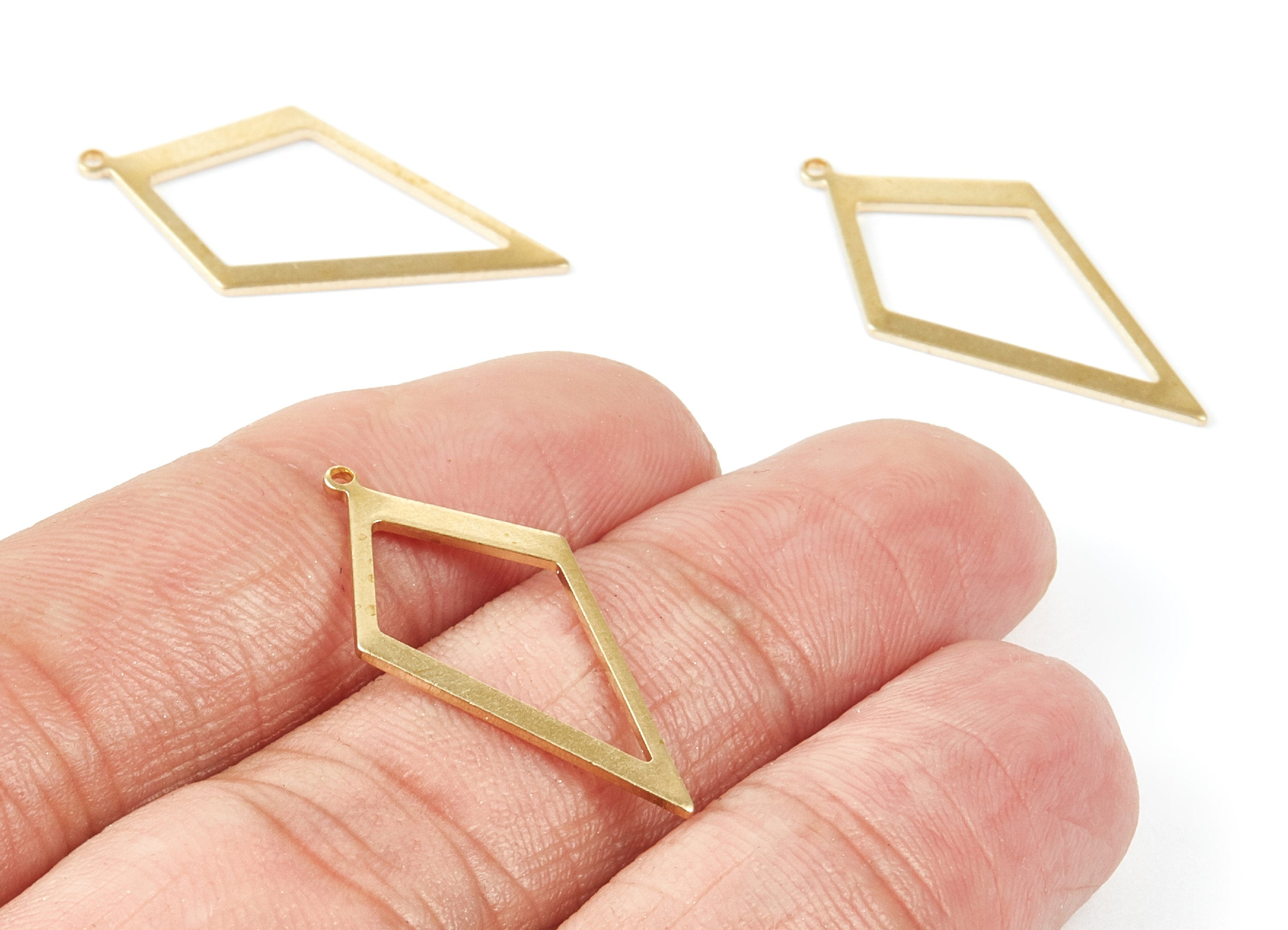 Brass Rhombus Shaped Charms - Raw Brass Earring Finddings - Jewelry Supplies - 28,45x13,92x0,76mm - PP2051 - DOMEDBAZAAR