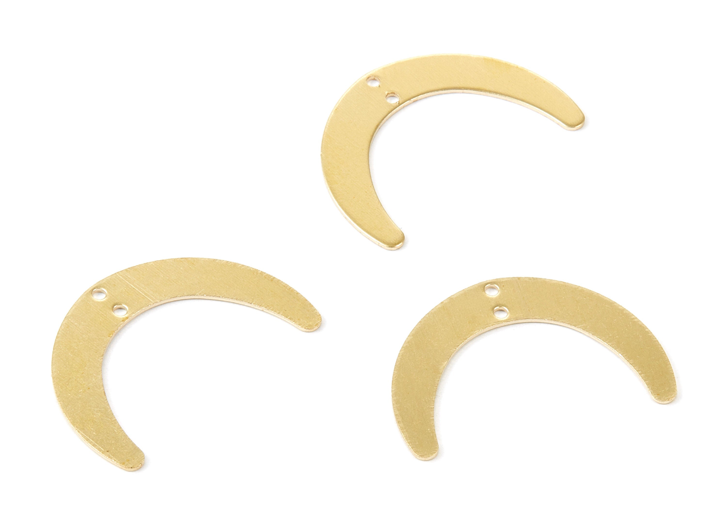 Brass Moon Charms - Moon Shaped Raw Brass Connectors With 2 Holes - Jewelry Supplies - 28.4x20x0.7mm - PP1746 - DOMEDBAZAAR