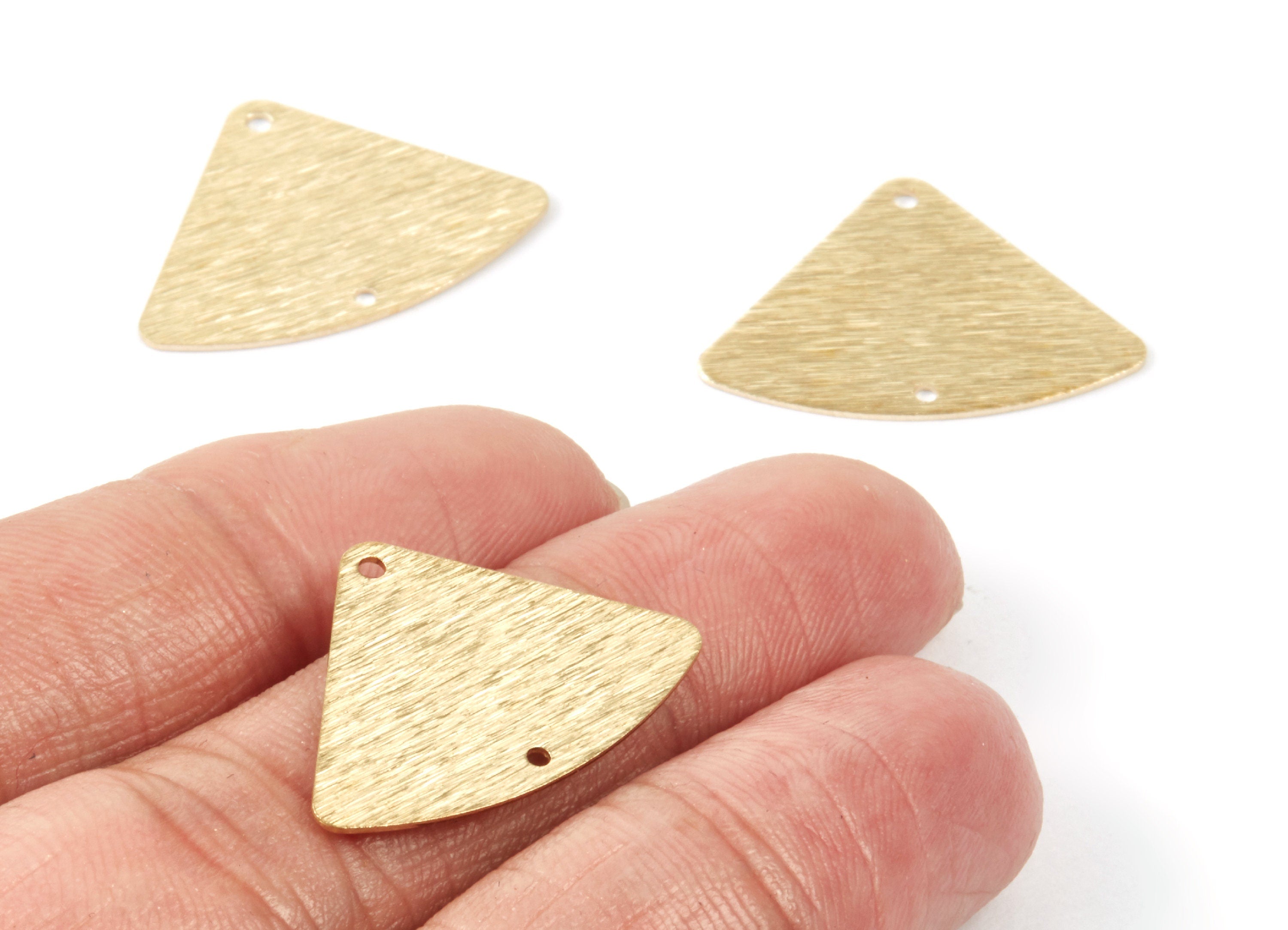 Brass Textured Triangle Charms - Textured Triangle Raw Brass Connectors With 2 Holes - Jewelry Supplies - 26x18.5x0.55mm - PP1765 - DOMEDBAZAAR