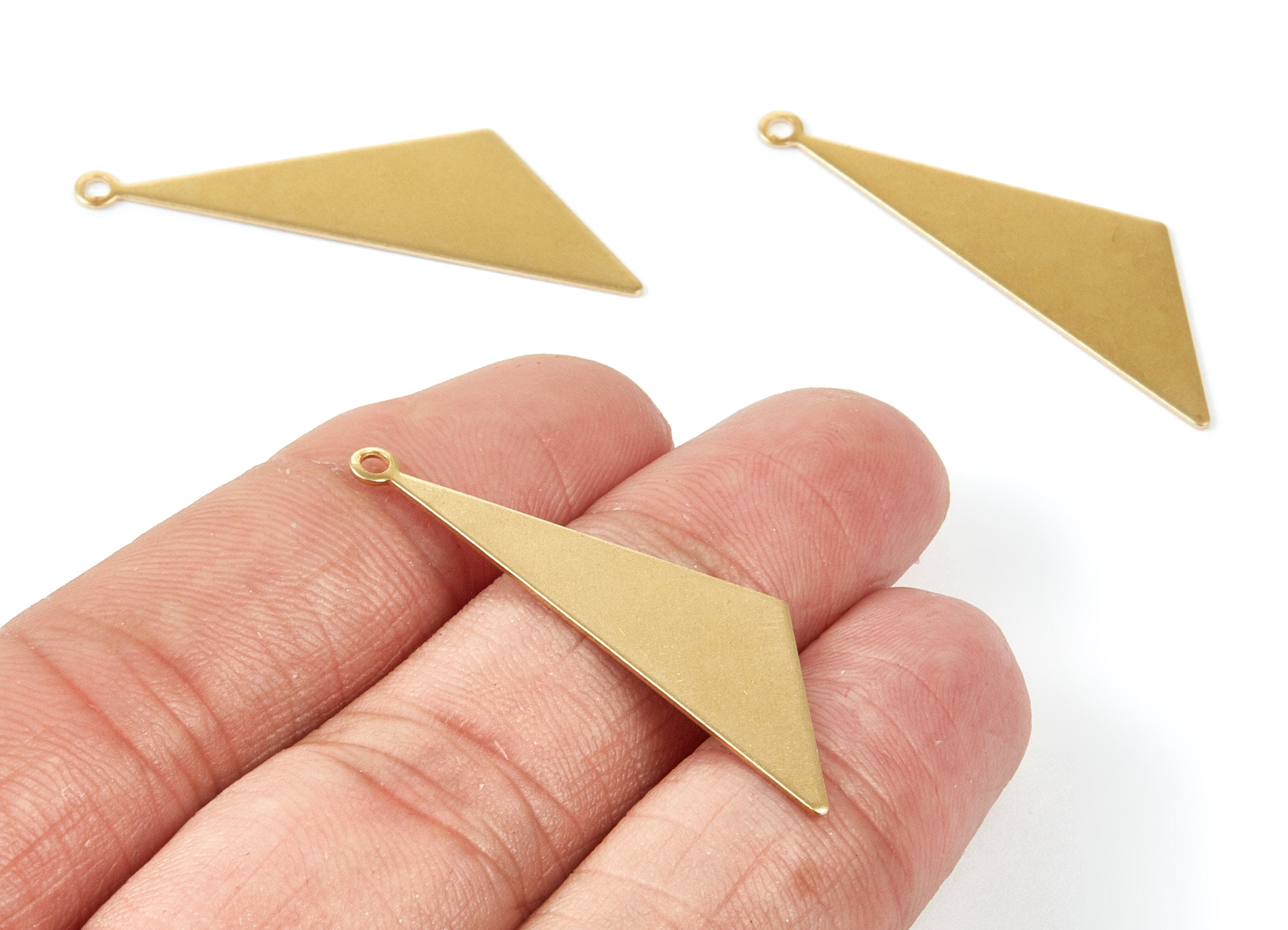 Brass Triangle Charms - Raw Brass Triangle Pendant - Earring Finddings - Jewelry Supplies - 40x12x0,6mm - PP1905 - DOMEDBAZAAR