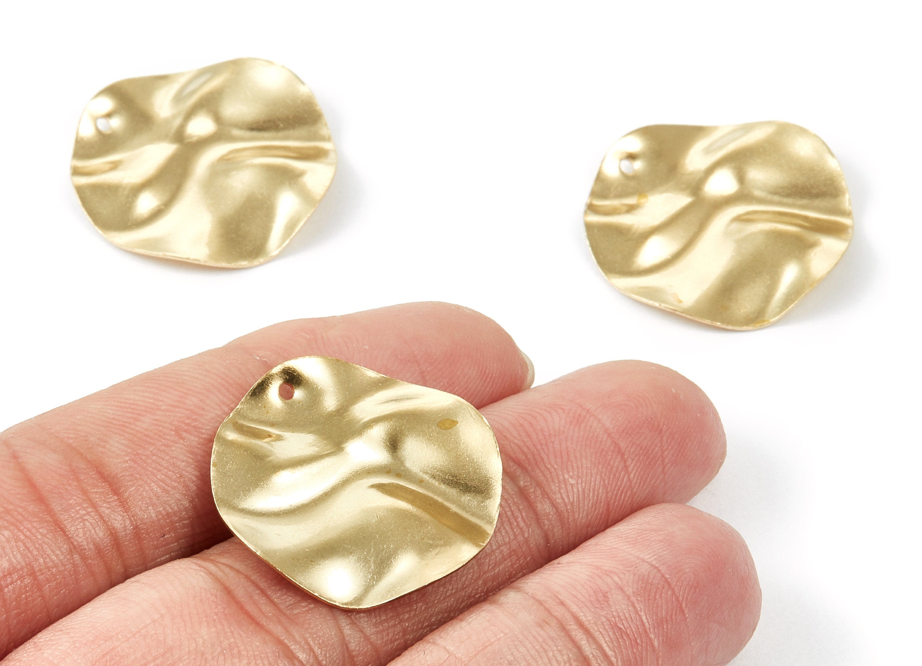 Brass Wavy Disc Charms - Wavy Disc Raw Brass Pendant - Earring Findings - Jewelry Supplies - 25.15x25.15x0.96mm - PP1861 - DOMEDBAZAAR
