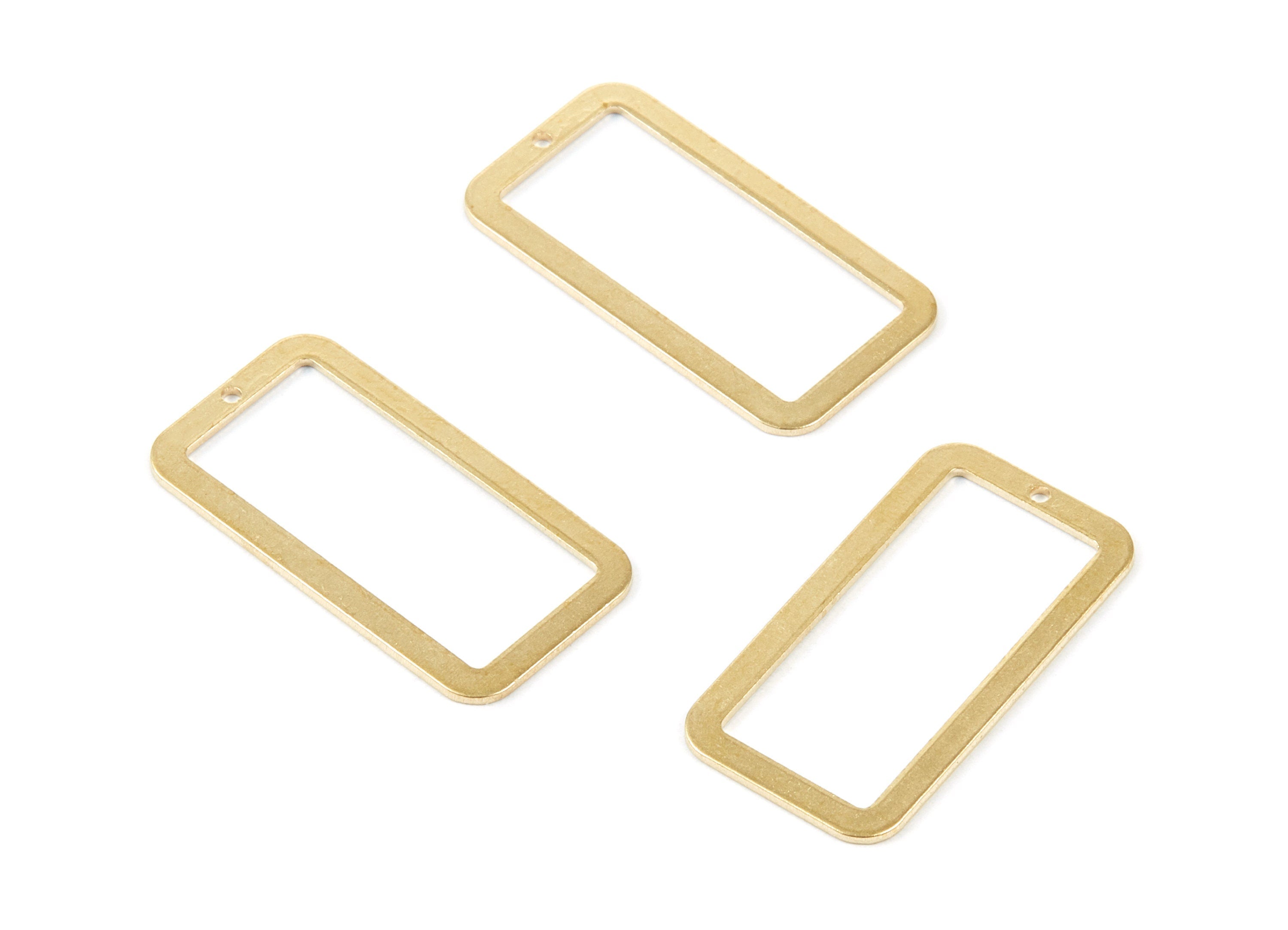 Brass Rectangle Charms - Rectangle Raw Brass Pendant - Brass Earring Findings - Jewelry Supplies - 31.1x16.27x0.8mm - PP1898 - DOMEDBAZAAR