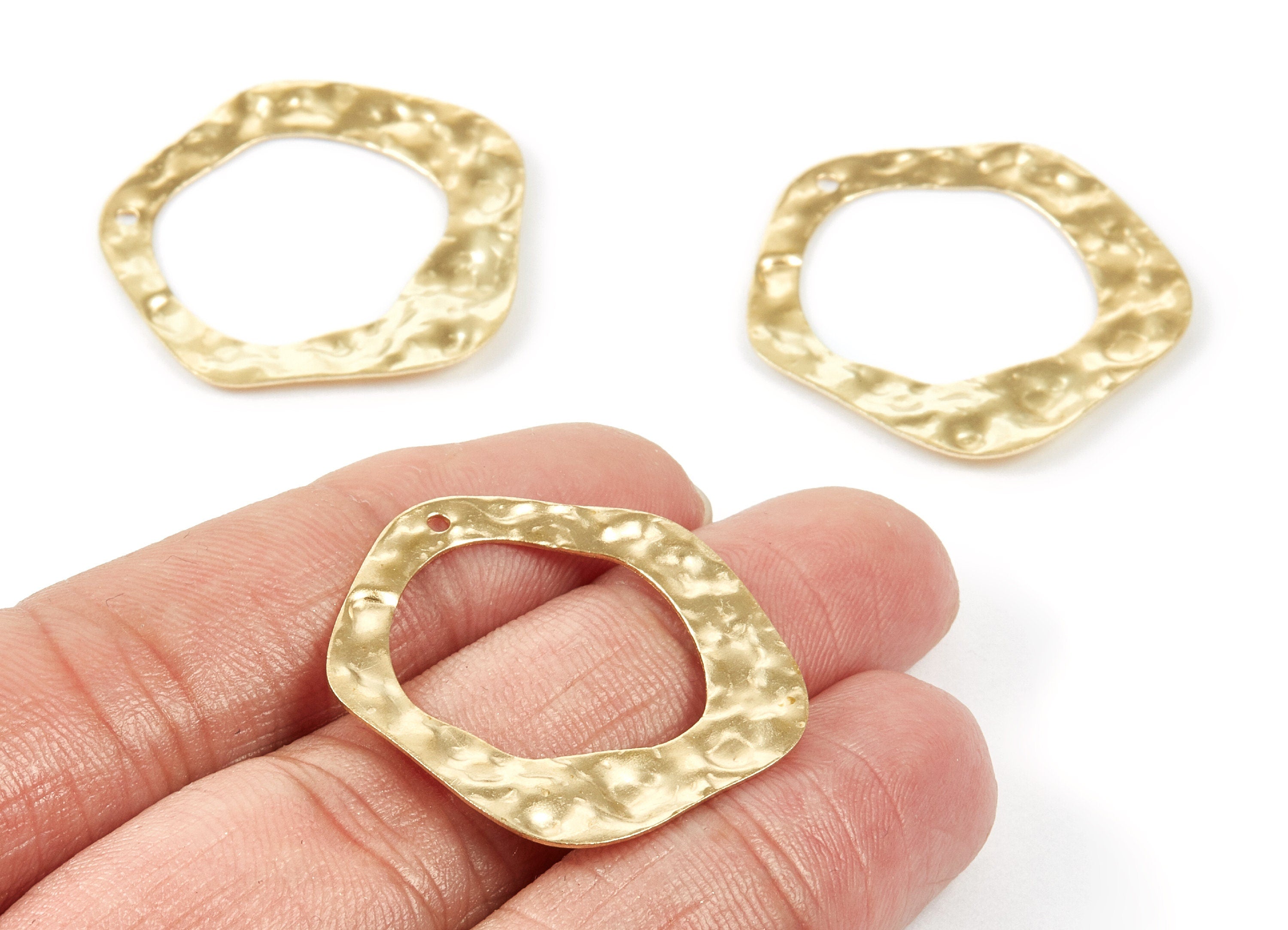 Brass Hammering Circle Charms - Hammering Circle Raw Brass Pendant - Brass Earring Findings - Jewelry Supplies - 32x30.5x1mm - PP2125 - DOMEDBAZAAR