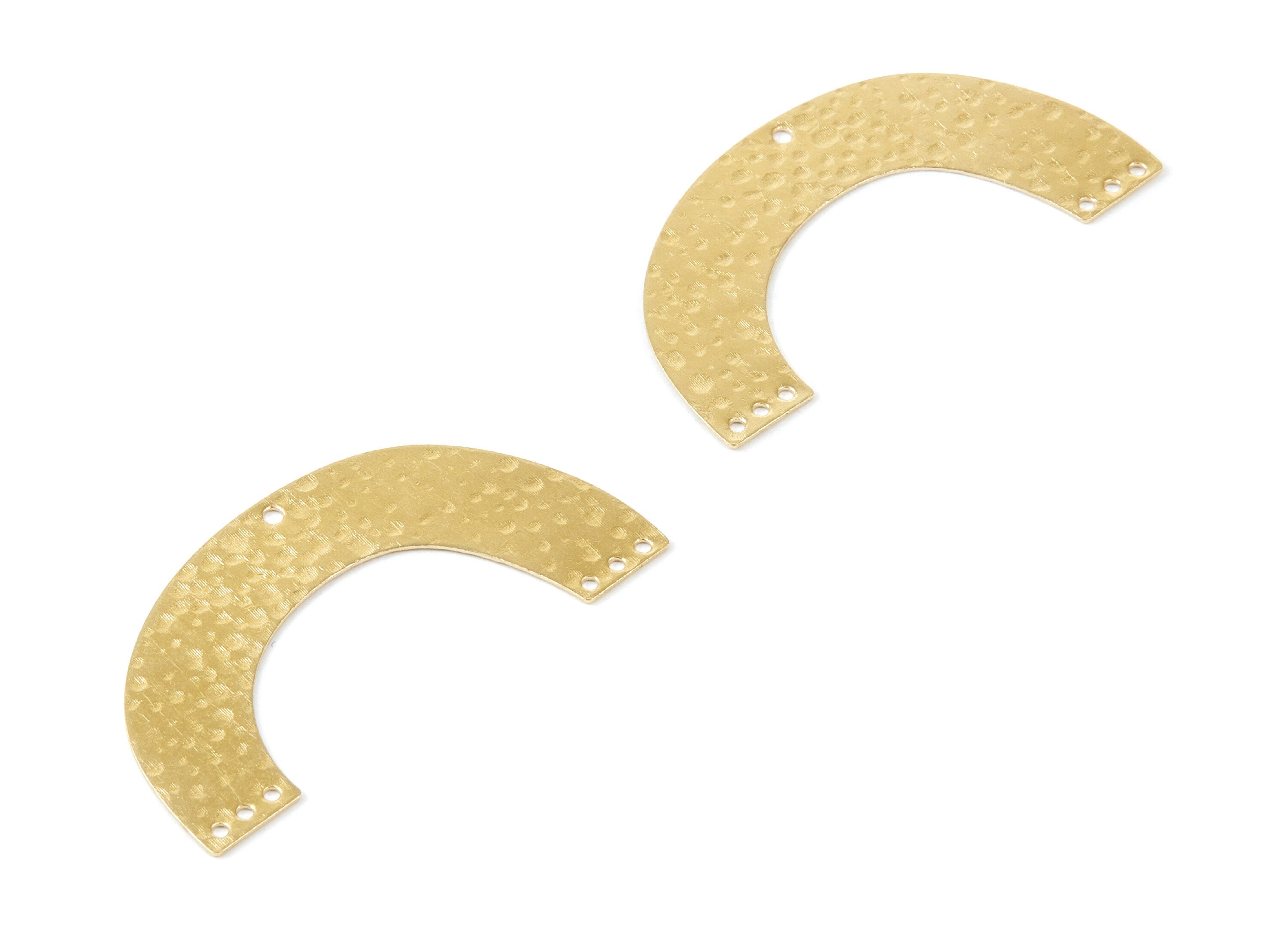 Brass Hammering U Charms - Hammering U Shaped Raw Brass Connector With 7 Holes - Jewelry Supplies - 42,73x23x0,5mm - PP2029 - DOMEDBAZAAR