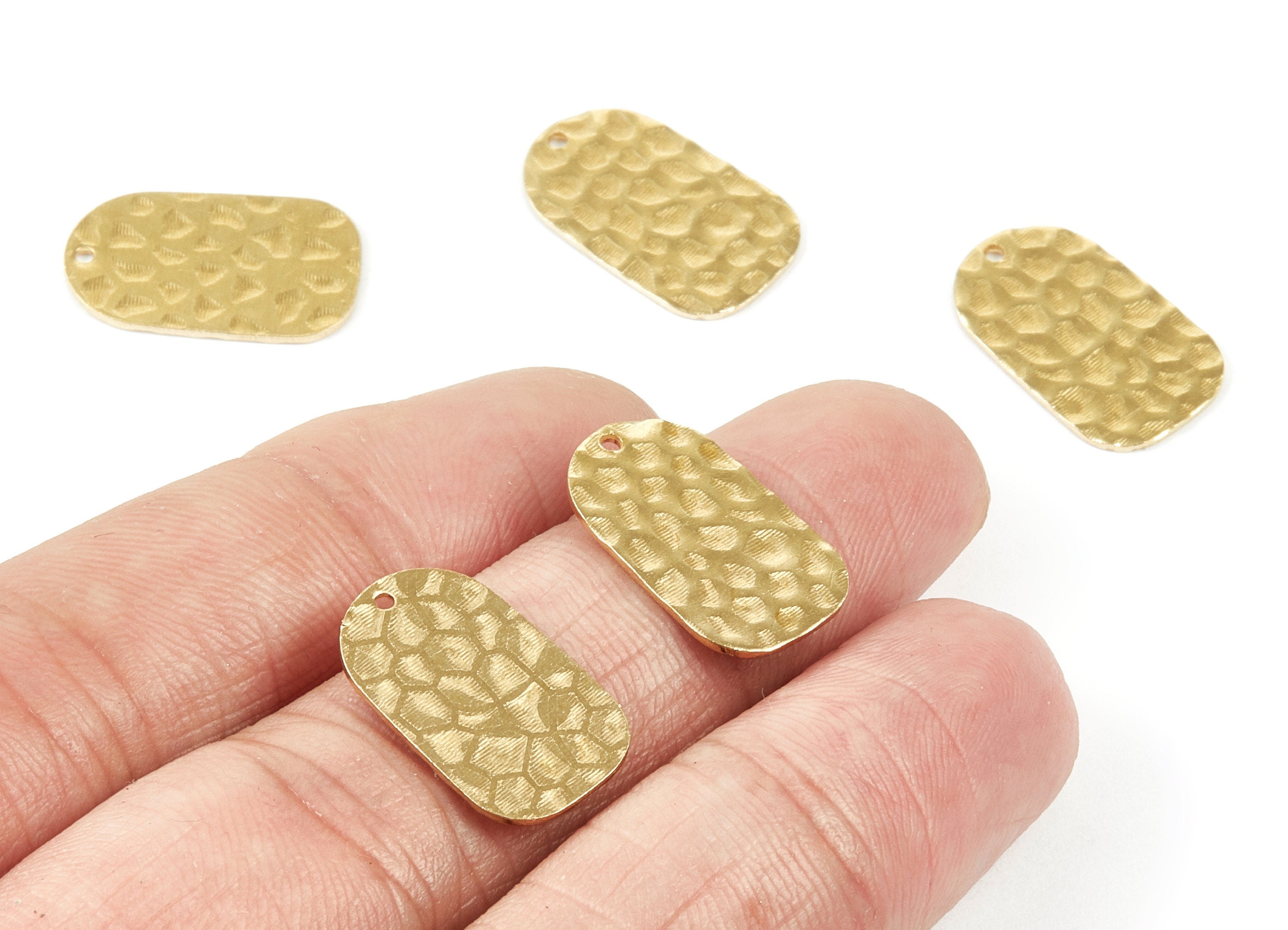 Brass Hammered Oval Charms - Hammered Oval Shaped Raw Brass Pendant - Earring Findings - Jewelry Supplies - 19x11.5x0.8mm - PP1940 - DOMEDBAZAAR