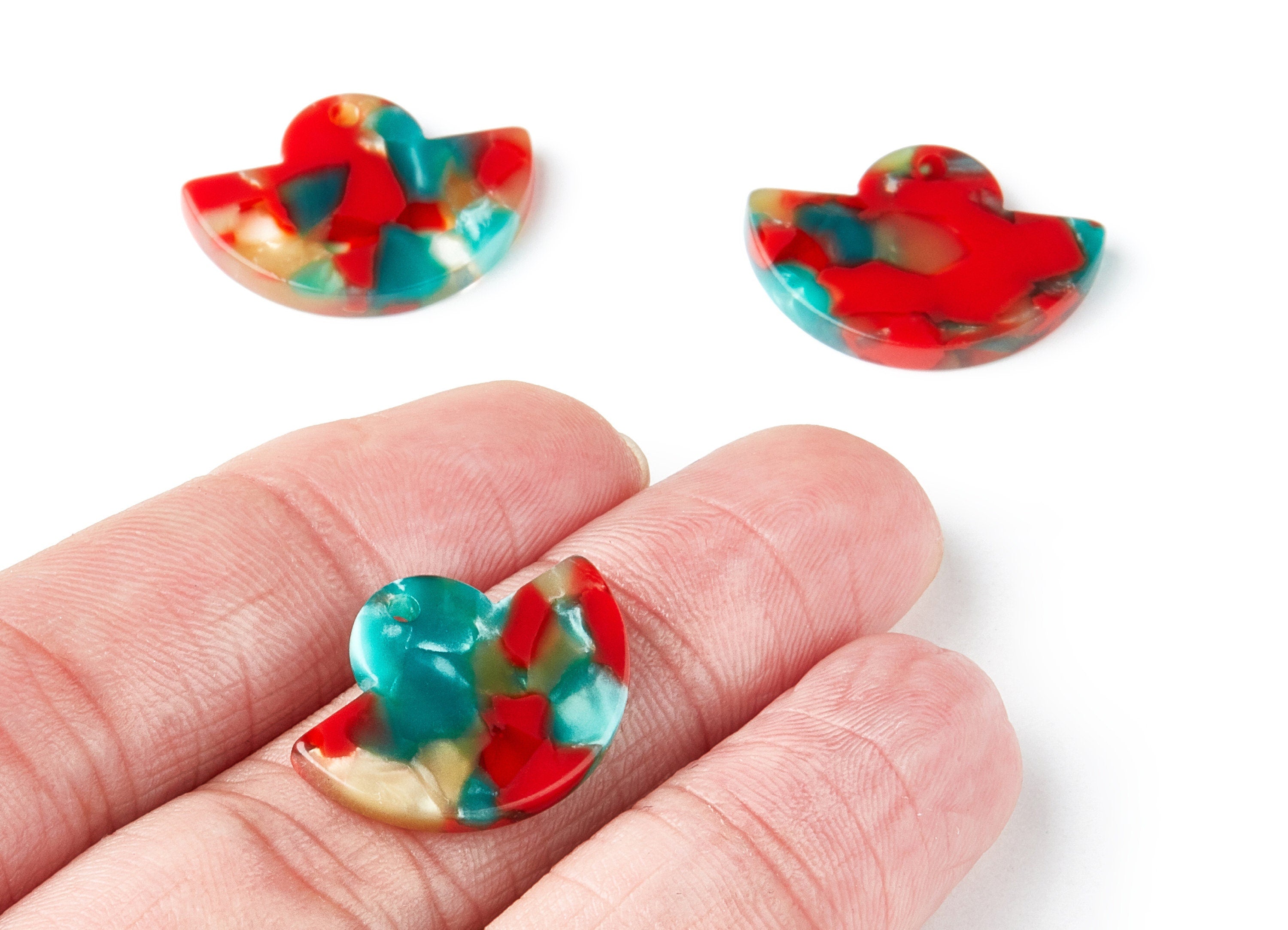 Acetate Acrylic Fan Charms - Fan Earring and Pendant - Earring Findings - Jewelry Supplies - Color Code:A46 - 23.64x17.3x2.83mm - AC1376H - DOMEDBAZAAR