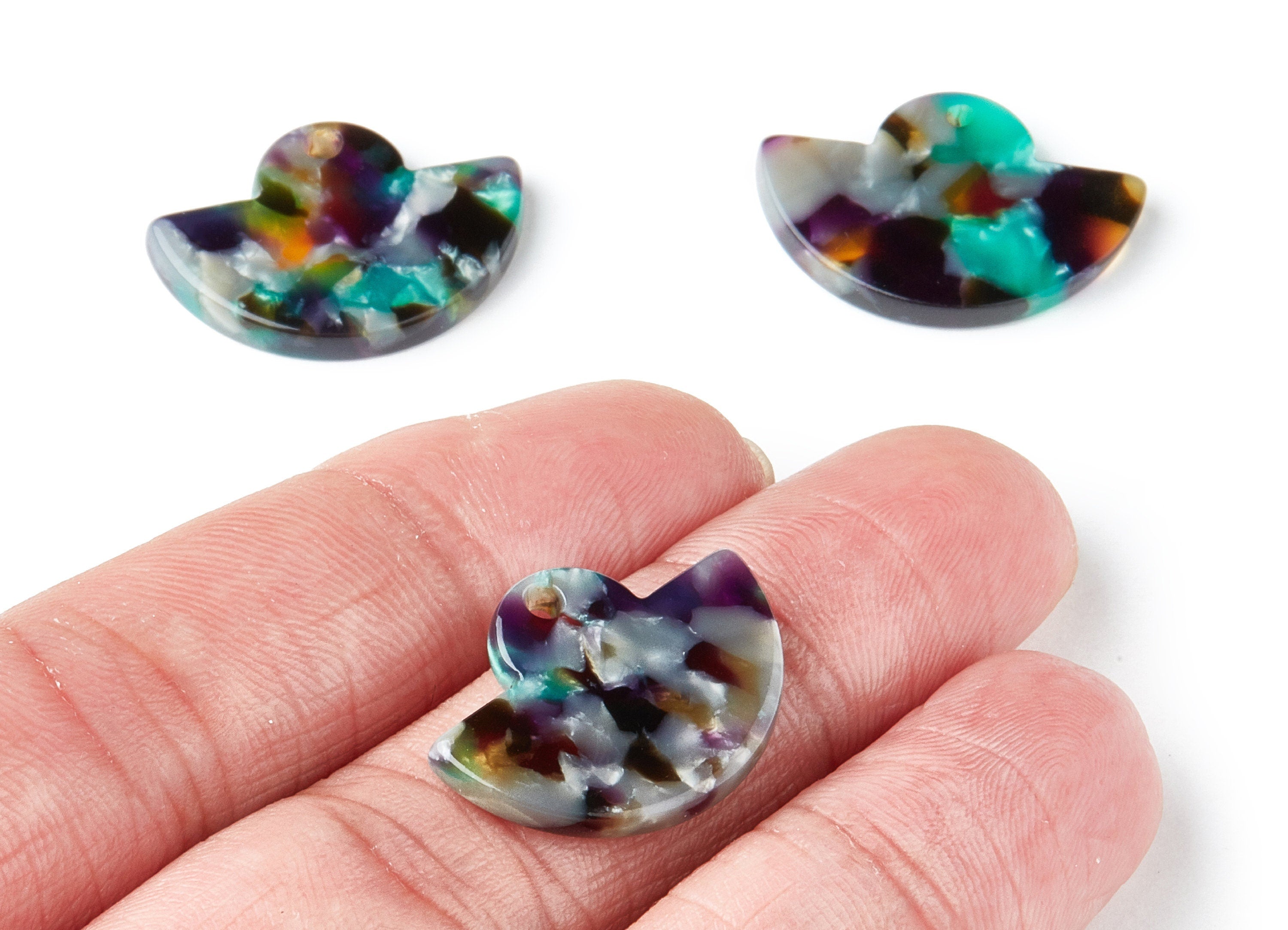 Acetate Fan Earring Charm - Acrylic Fan Pendant - Earring Findings - Jewelry Supplies - Color Code:A50 - 23.64x17.3x2.83mm - AC1376L - DOMEDBAZAAR