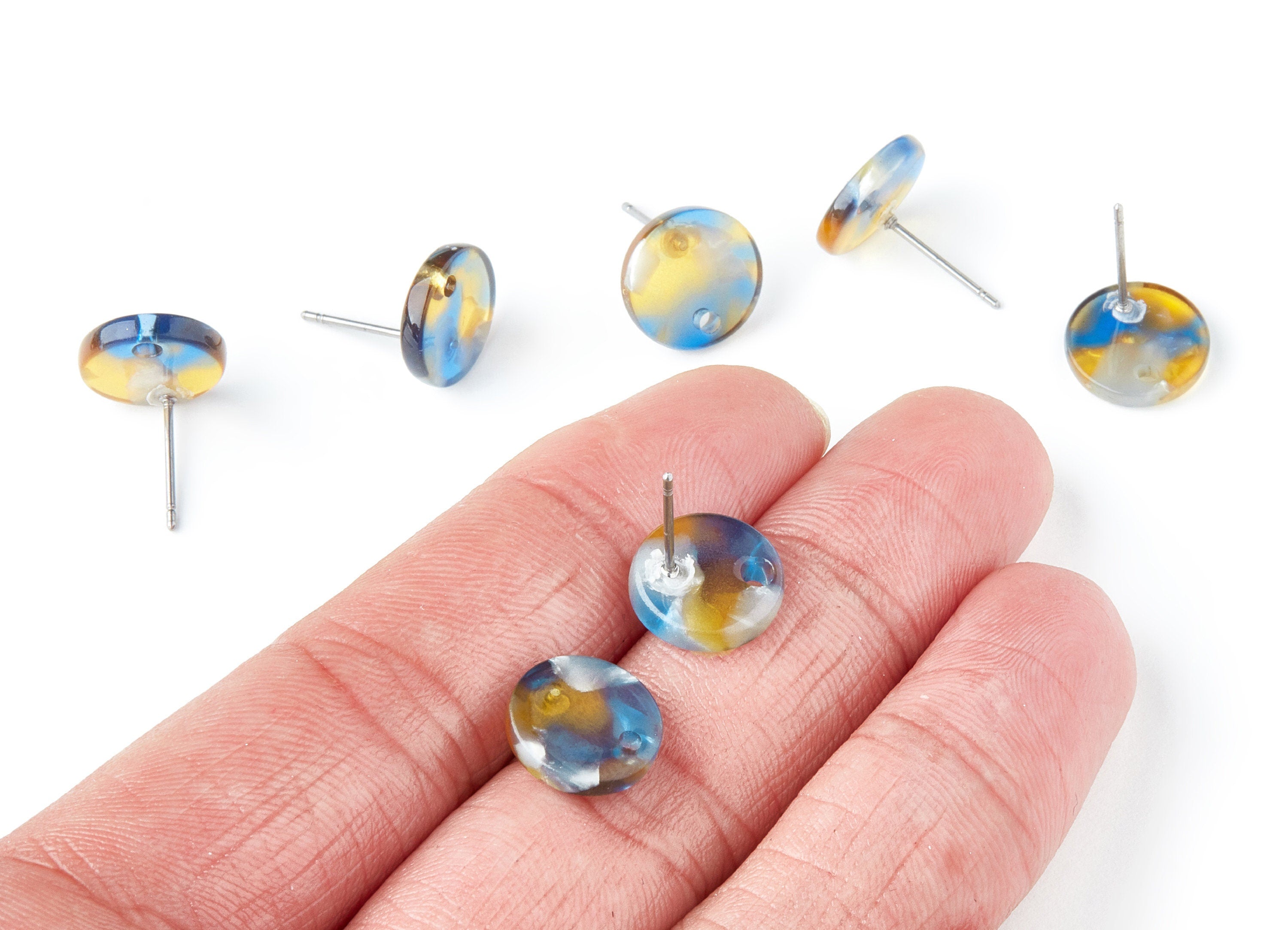 Acetate Round Earring Stud - Round Earring Post and Stud - Earring Findings - Color Code: A40 - 11.6x11.6x2.95mm - AC1139P - DOMEDBAZAAR