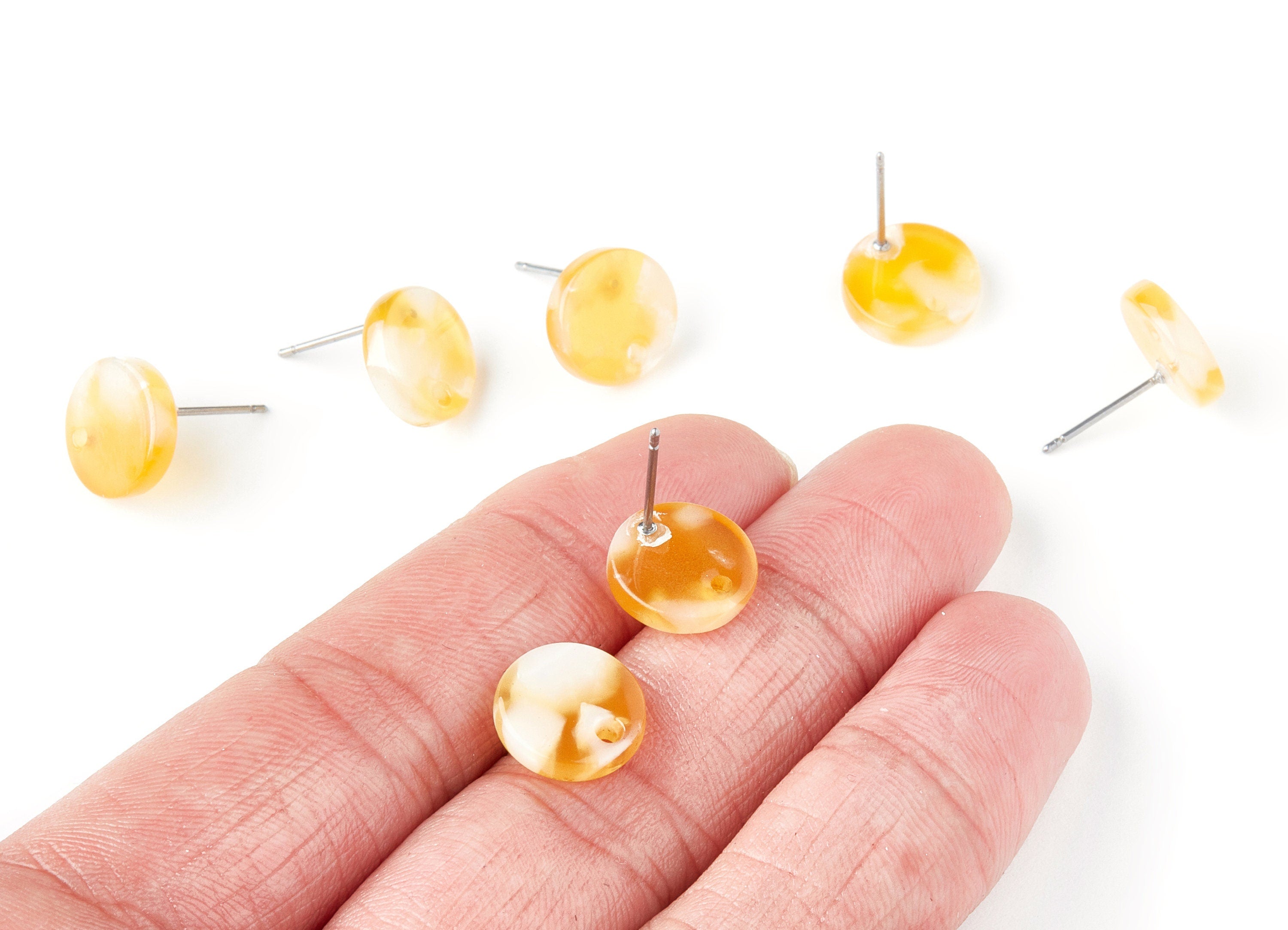 Acetate Round Earring Stud - Round Earring Post - Surgical Stud - Jewelry Supplies - Color Code: A43 - 11.6x11.6x2.95mm - AC1139M - DOMEDBAZAAR