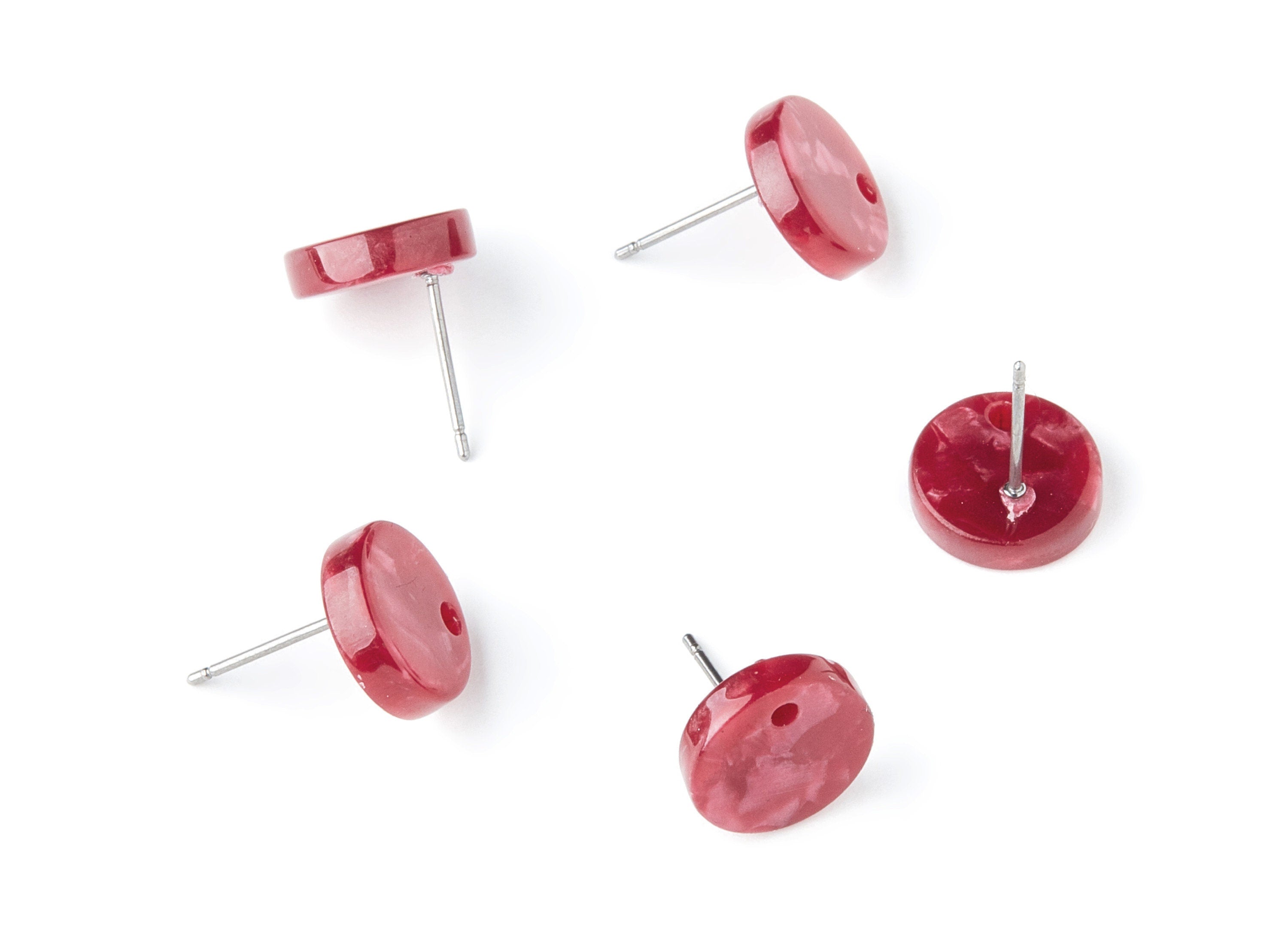 Acetate Round Earring Stud - Round Earring Post and Stud - Earring Findings - Color Code: A47 - 11.6x11.6x2.95mm - AC1139Q - DOMEDBAZAAR