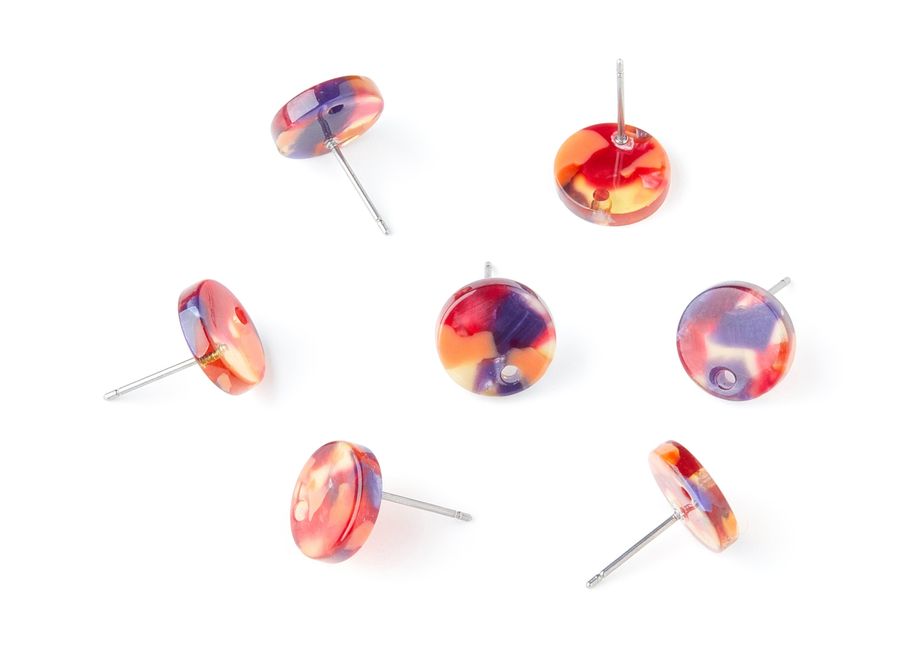 Acetate Round Earring Stud - Round Earring Post and Stud - Earring Findings - Color Code: A44 - 11.6x11.6x2.95mm - AC1139L - DOMEDBAZAAR