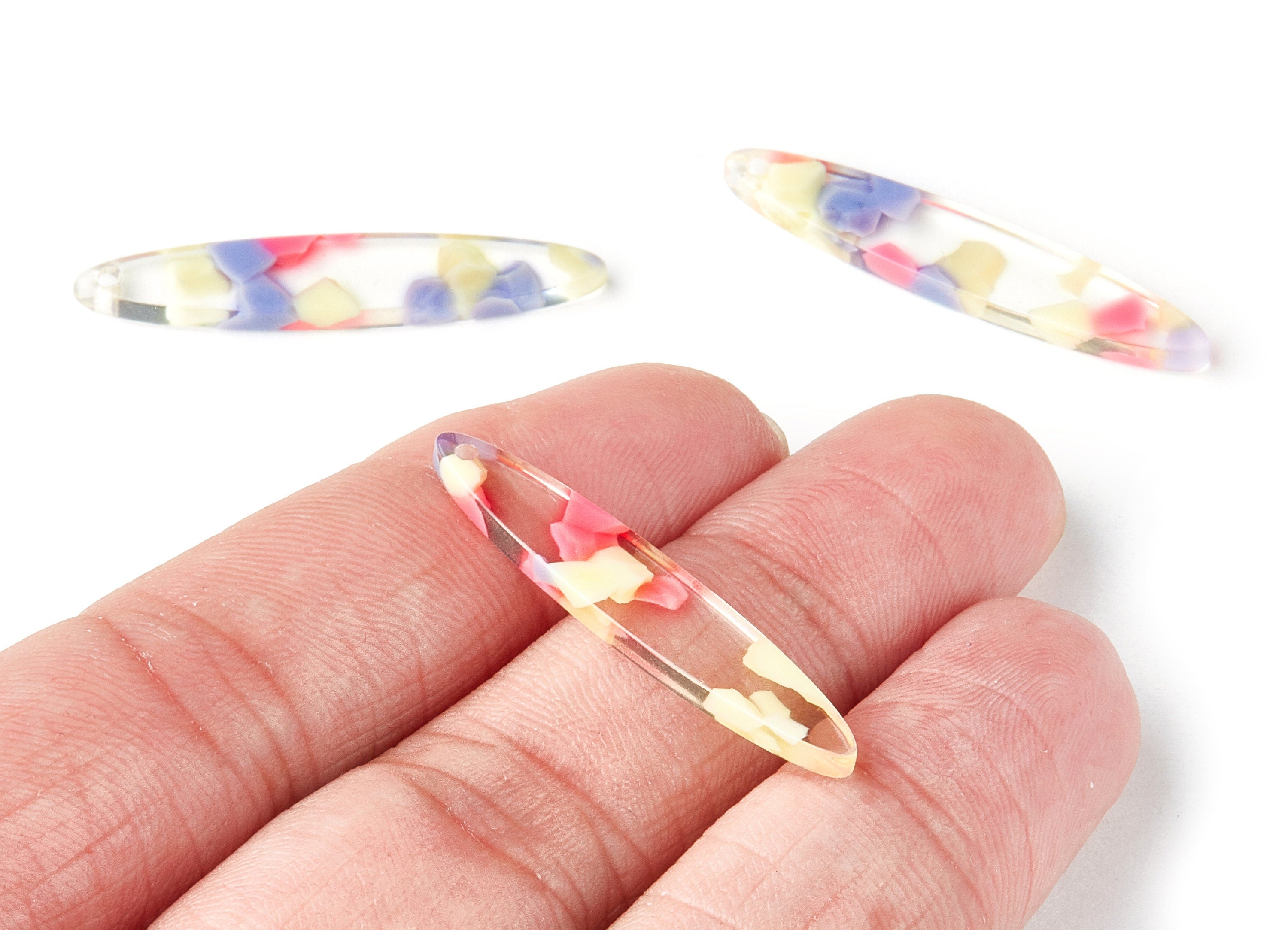 Acetate Acrylic Bar Earring Charm - Bar Shaped Pendant - Earring Findings - Jewelry Supplies - Color Code:A168 - 35.43x6.95x2.59mm - AC1399C - DOMEDBAZAAR