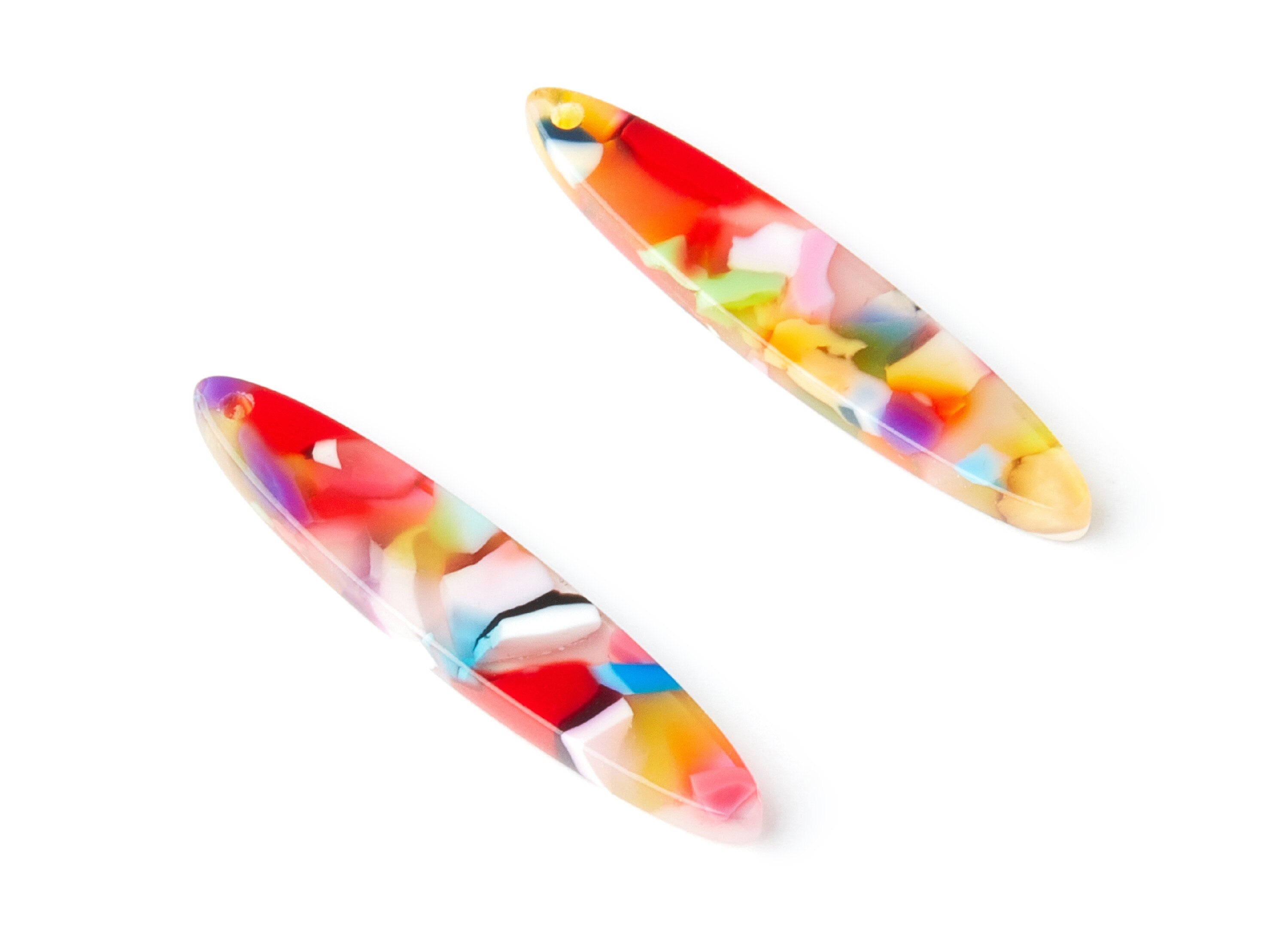 Acetate Bar Earring Charms - Bar Shaped Pendant - Earring Findings - Jewelry Supplies - Color Code:A21 - 35.43x6.95x2.59mm - AC1399G - DOMEDBAZAAR