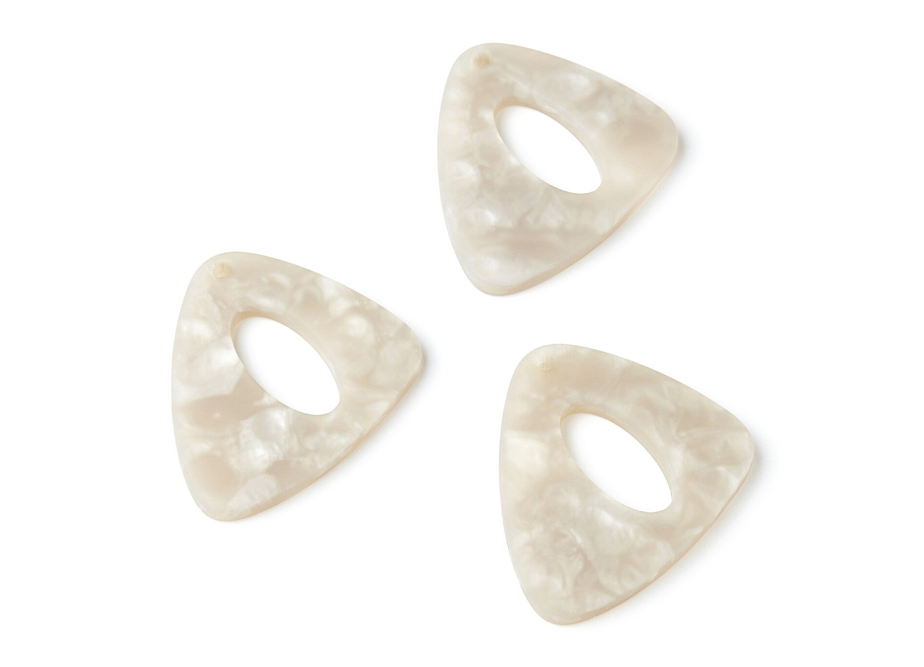 Acrylic Earring Charms - Matte Tortoise Shell Earrings - Triangle Shaped Pendant - Color Code: A228 - 40.42x32.54x3mm - AC1269B - DOMEDBAZAAR