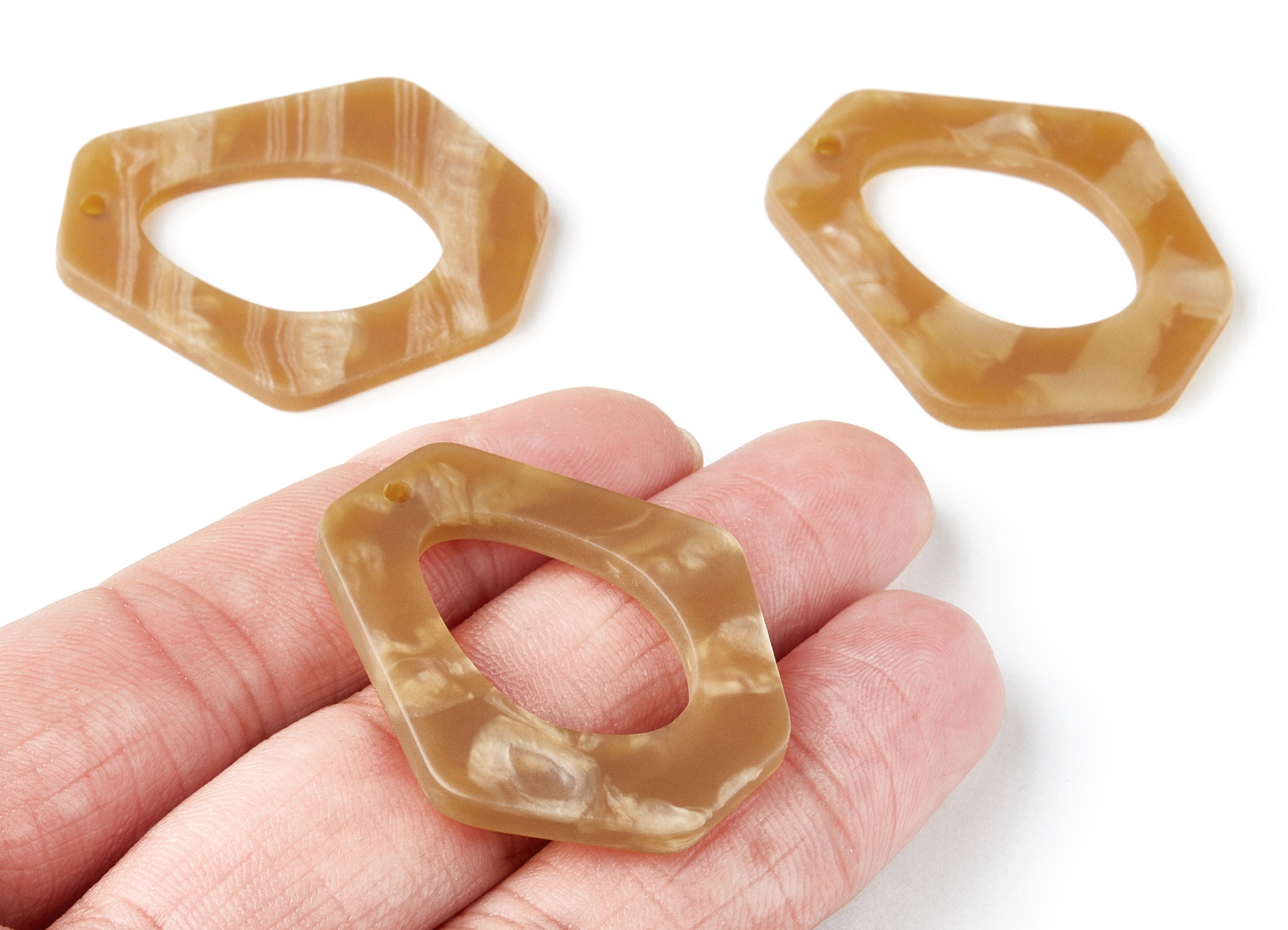 Acrylic Earring Charms - Matte Tortoise Shell Earrings - Geometric Shaped Pendant - Color Code: A227 - 39.39x33.99x3.15mm - AC1270B - DOMEDBAZAAR