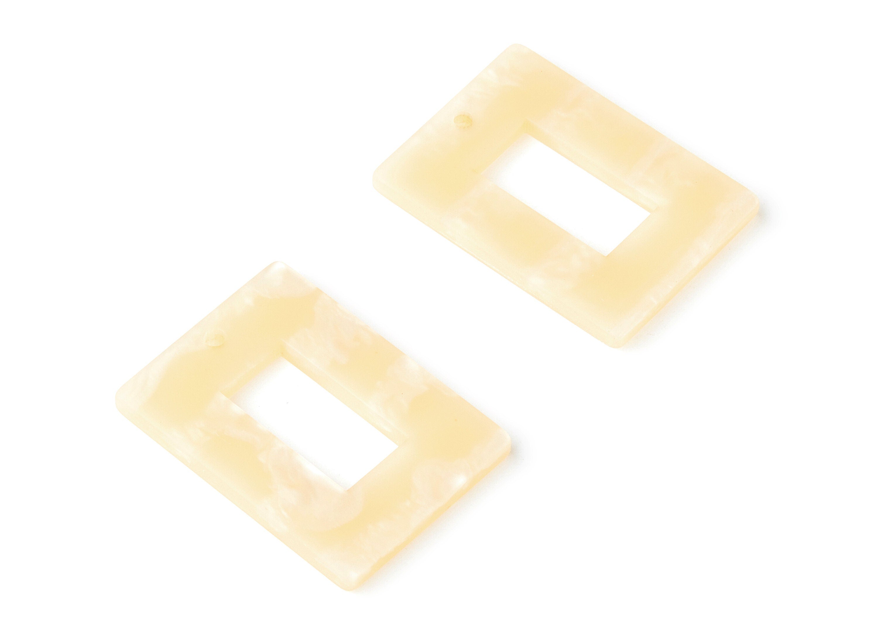 Acrylic Earring Charms - Matte Tortoise Shell Earrings - Rectangle Shaped Pendant - Color Code: A279 - 35x25.4x3.3mm - AC1271E - DOMEDBAZAAR