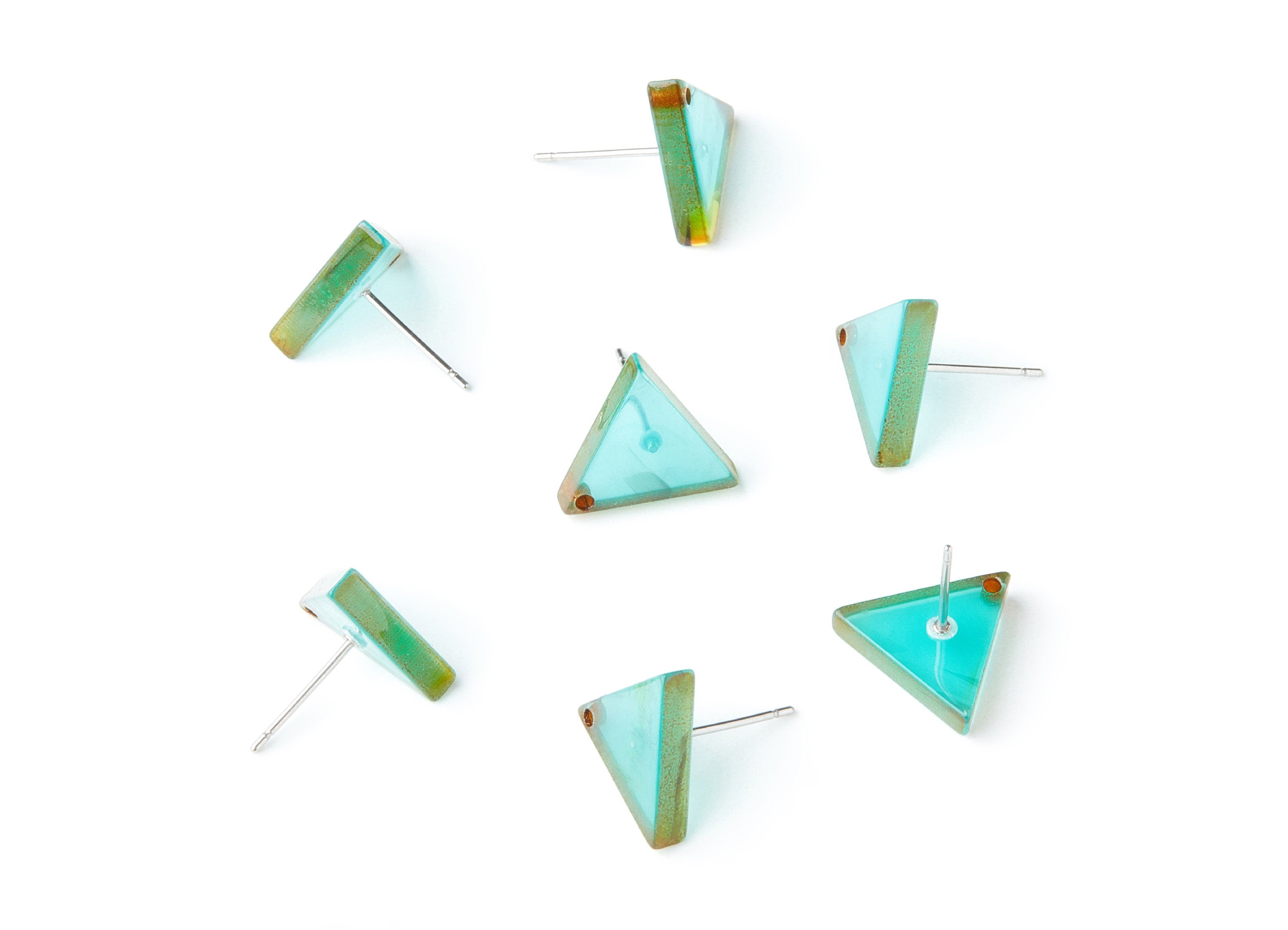 Acrylic Earring Stud - Stainless Steel Stud - 1 Hole - Triangle Shaped Earring Post - Color Code:A235 - 14.43x12.7x2.86mm - AC1388A - DOMEDBAZAAR