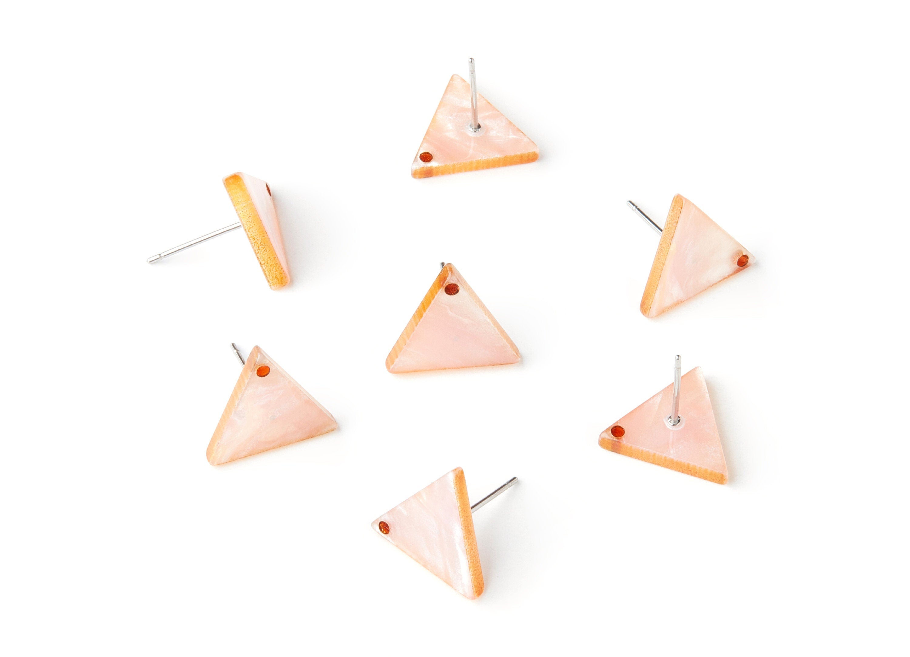 Acrylic Earring Stud - Stainless Steel Stud - 1 Hole - Triangle Shaped Earring Post - Color Code: A238 - 14.43x12.7x2.86mm - AC1388B - DOMEDBAZAAR