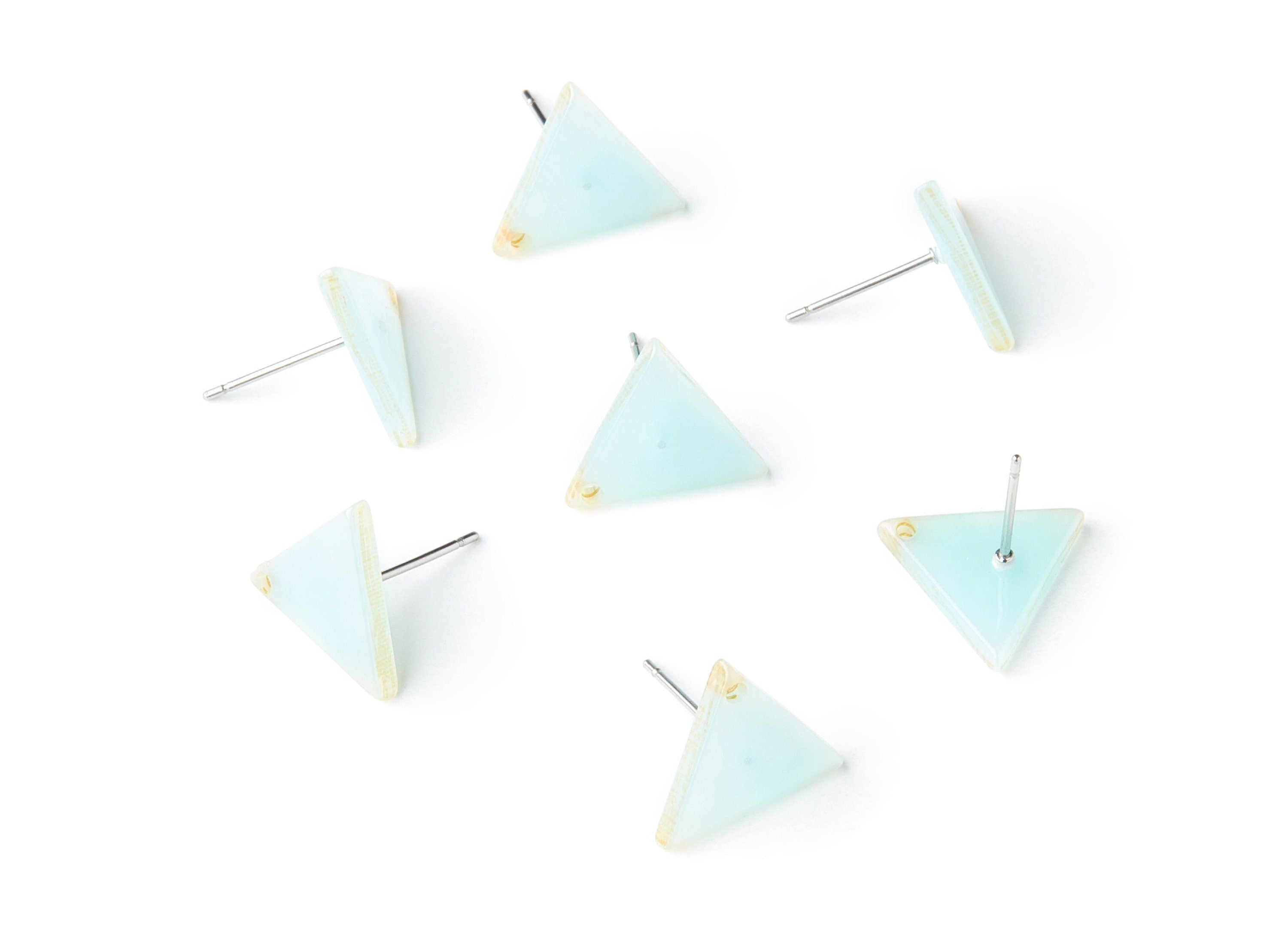 Acrylic Earring Stud - Stainless Steel Stud - 1 Hole - Triangle Shaped Earring Post - Color Code:A236 - 14.43x12.7x2.86mm - AC1388C - DOMEDBAZAAR