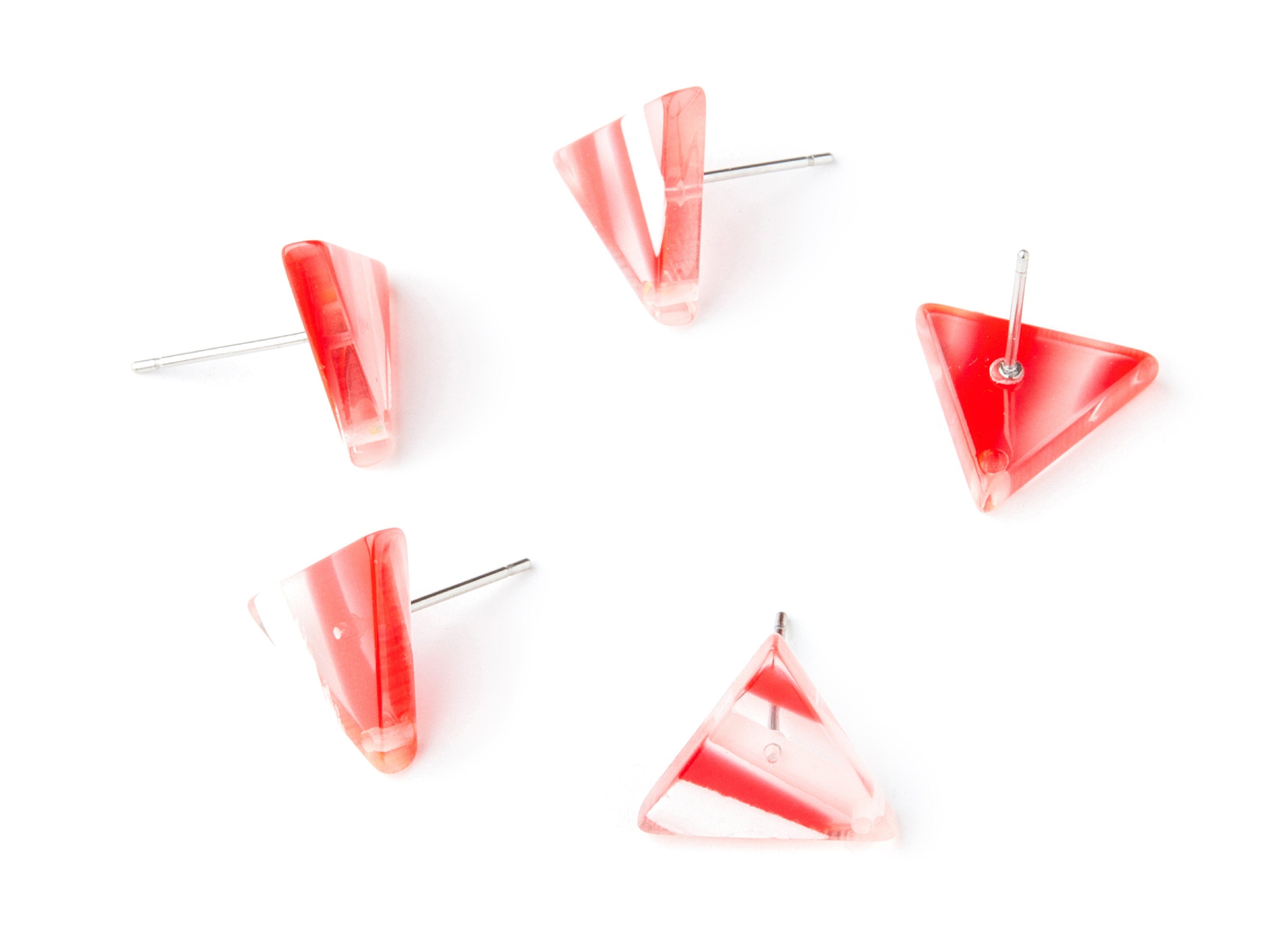 Acrylic Earring Stud - Stainless Steel Stud - 1 Hole - Triangle Shaped Earring Post - Color Code:A171 - 14.43x12.7x2.86mm - AC1388D - DOMEDBAZAAR