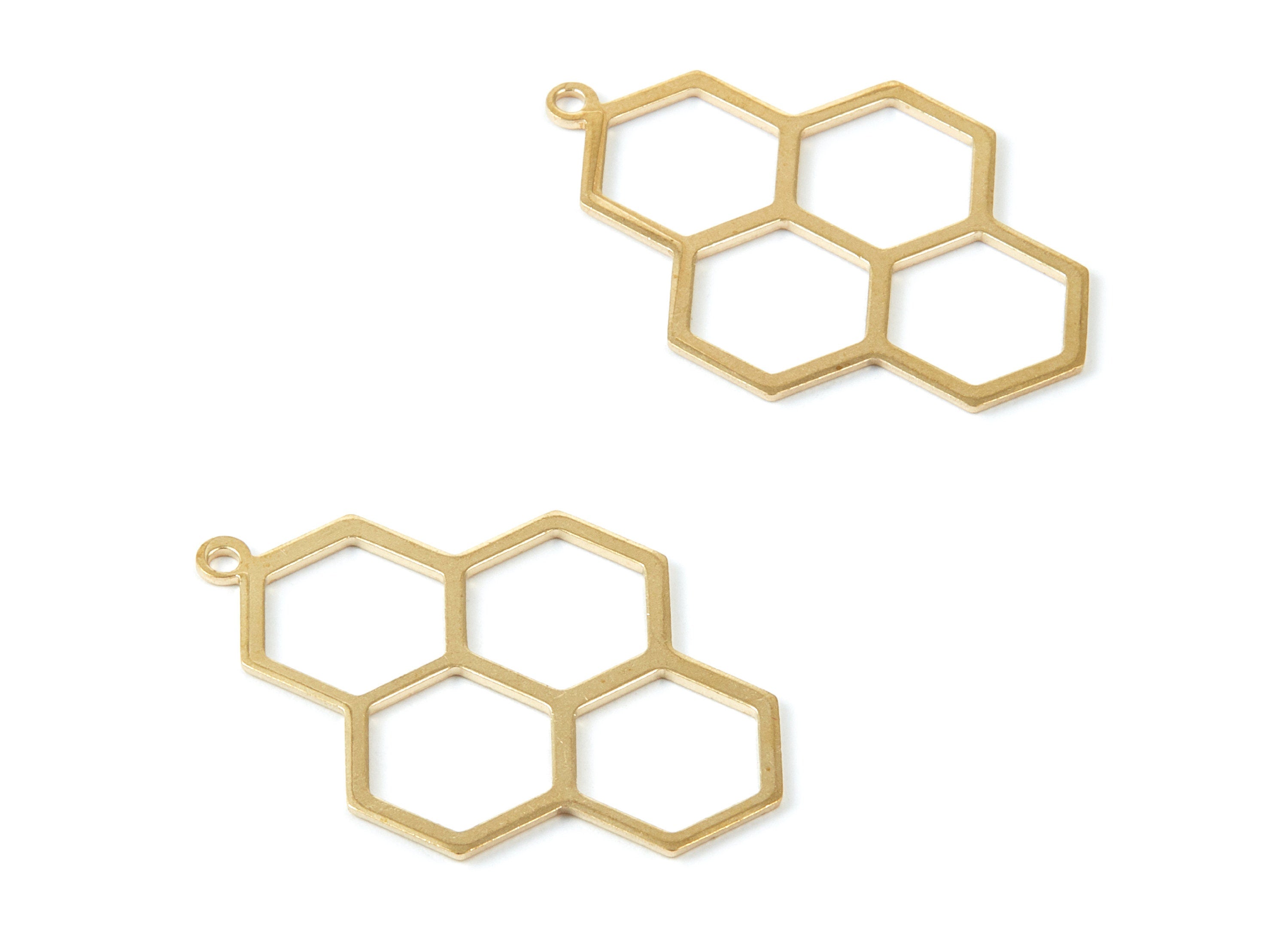 Brass Honeycomb Charms - Raw Brass Honeycomb Shaped Pendants - Earring Findings - Jewelry Supplies - 41,7x27x0,93mm - PP2002 - DOMEDBAZAAR
