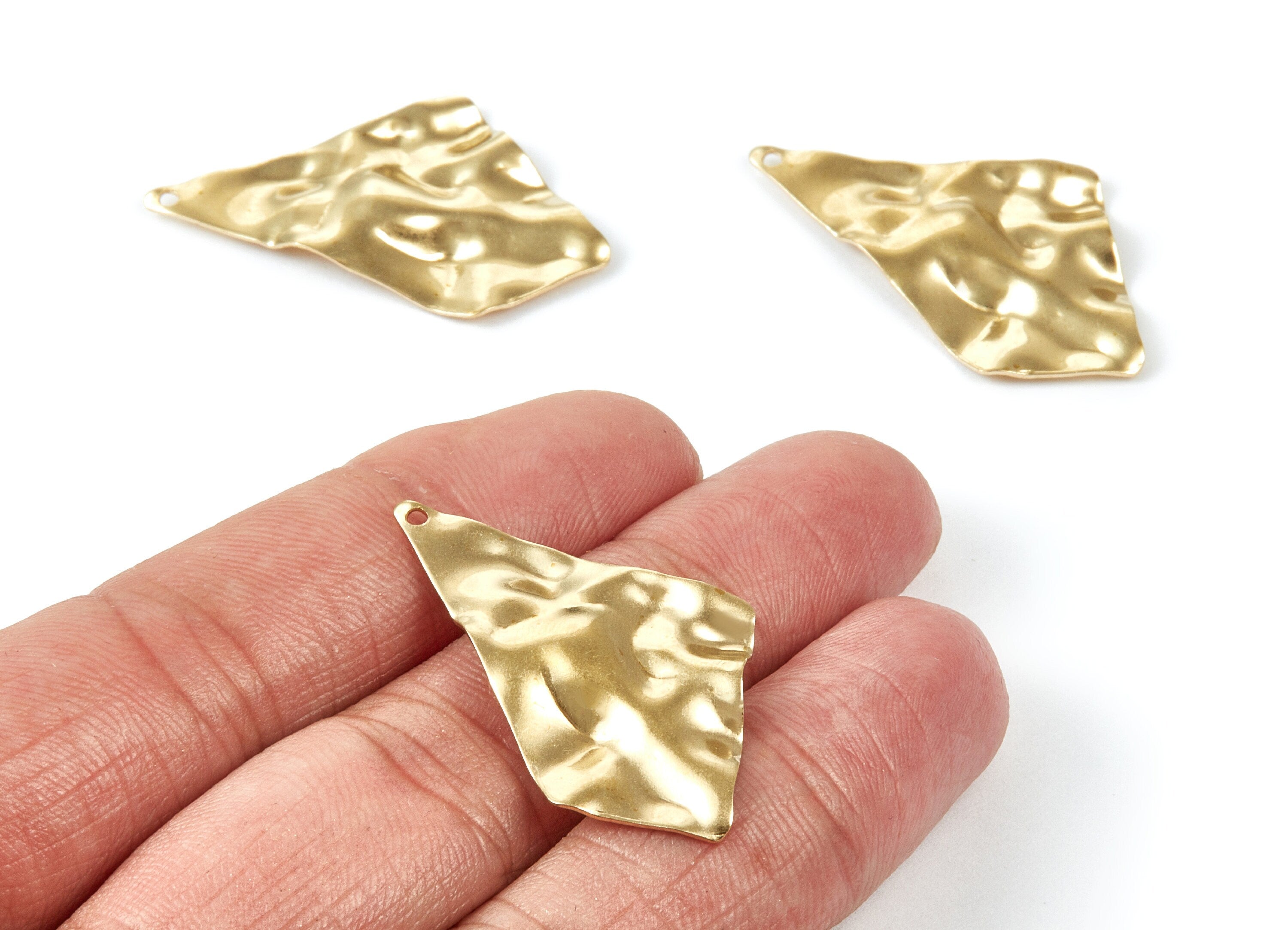 Brass Wavy Charms - Wavy Irregular Shape Raw Brass Pendant - Earring Findings - Jewelry Supplies - 37,5x20,4x0,7mm - PP2004 - DOMEDBAZAAR