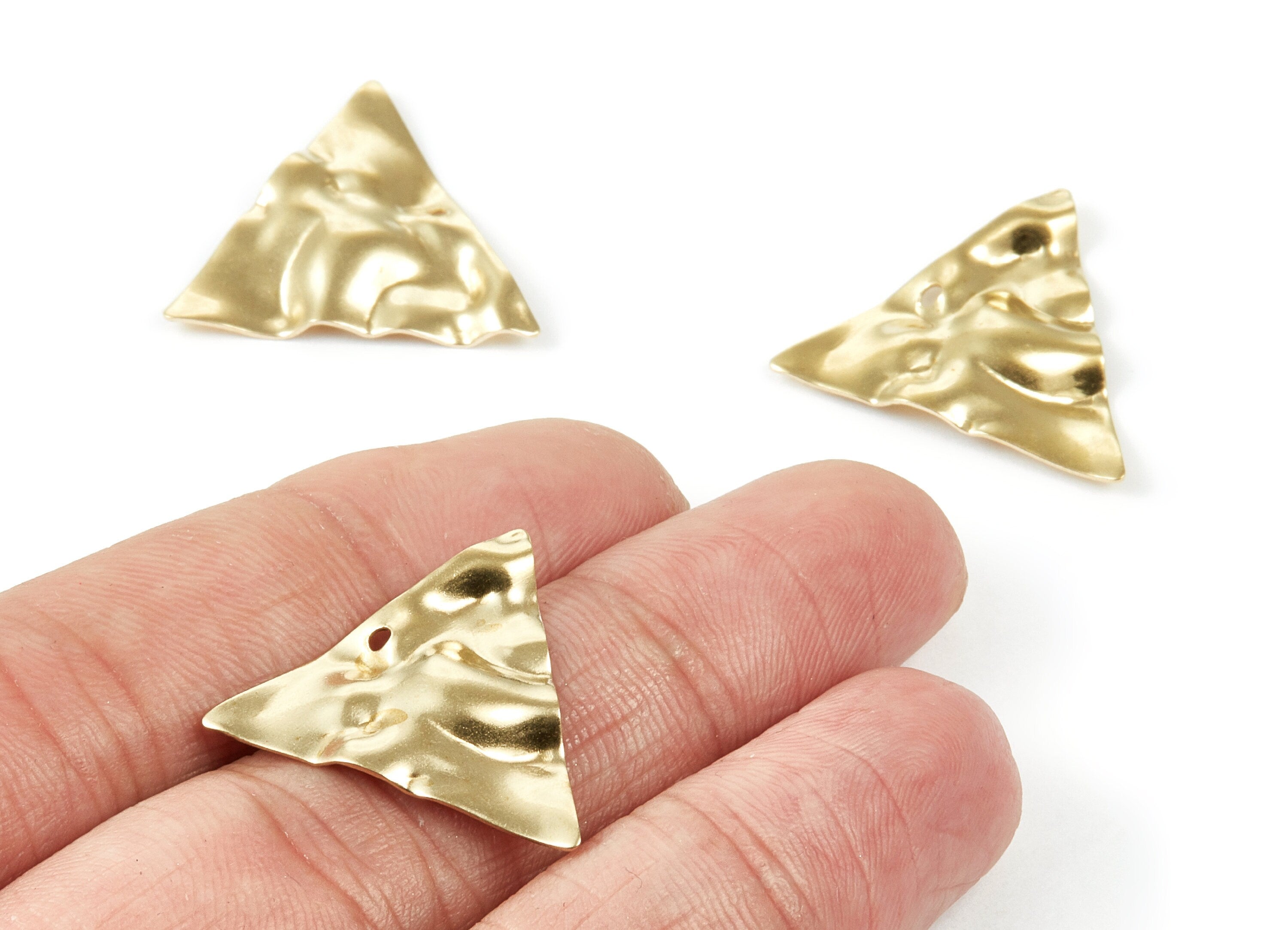 Brass Triangle Charms - Wavy Triangle Raw Brass Pendants - Earring Findings - Jewelry Supplies - 25.4x22.3x0.67mm - PP1993 - DOMEDBAZAAR