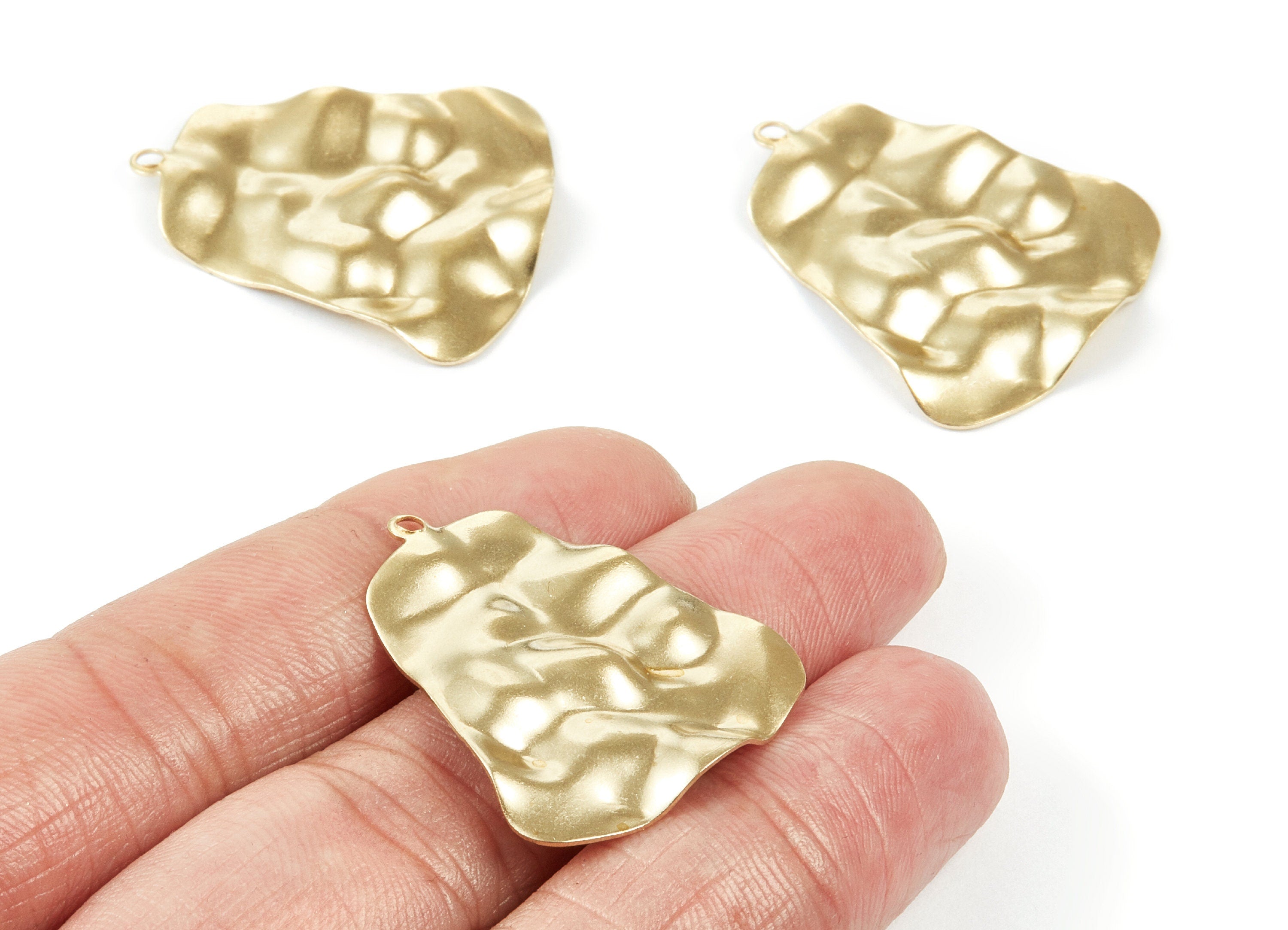 Brass Wavy Bell Charms - Wavy Bell Shape Raw Brass Pendants - Earring Findings - Jewelry Supplies - 32.68x27x0.63mm - PP2130 - DOMEDBAZAAR