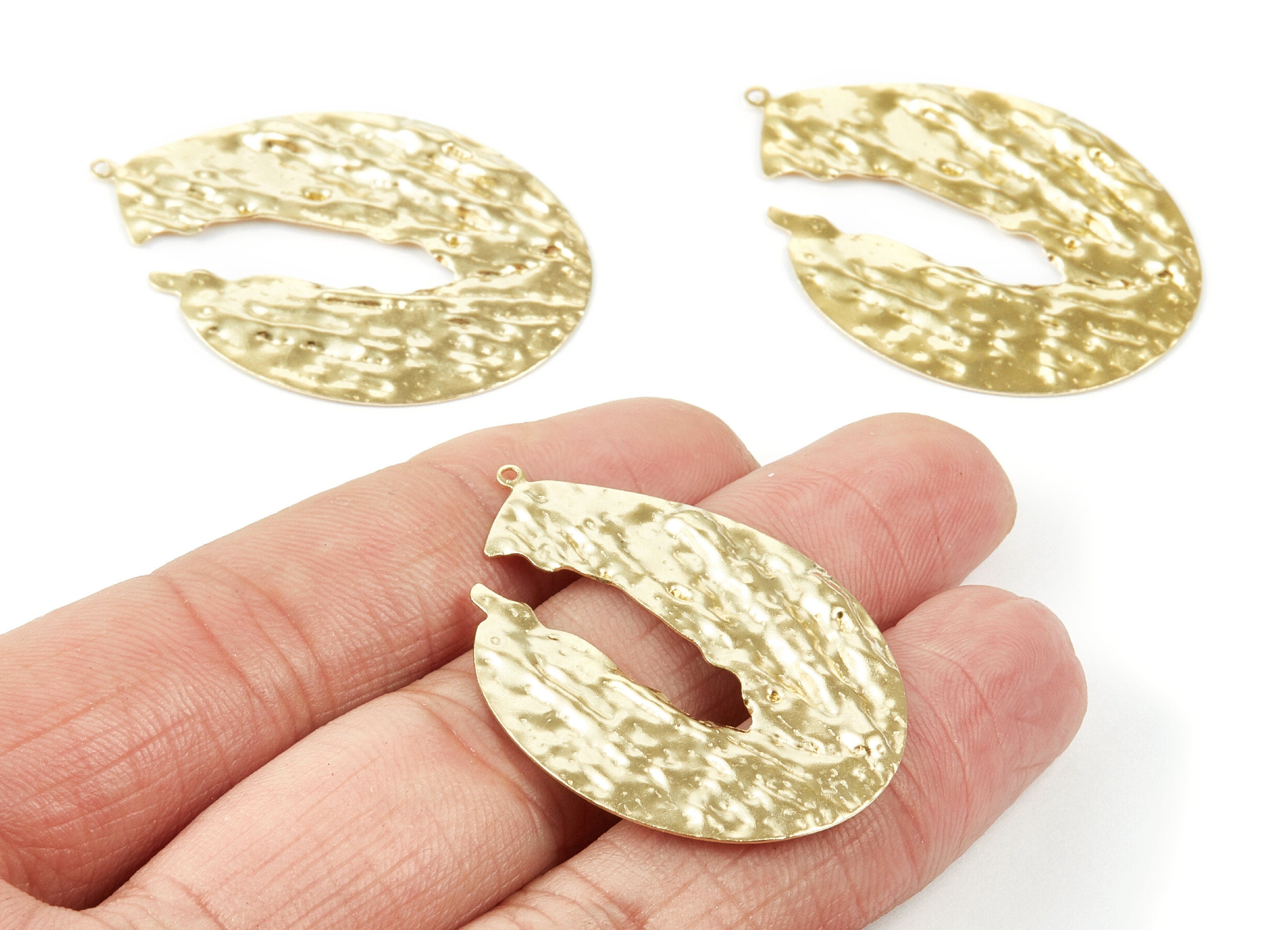 Brass Irregular Charms - Irregular Textured Raw Brass Pendant - Earring Findings - Jewelry Supplies - 42.22x29.75x0.74mm - PP1841 - DOMEDBAZAAR