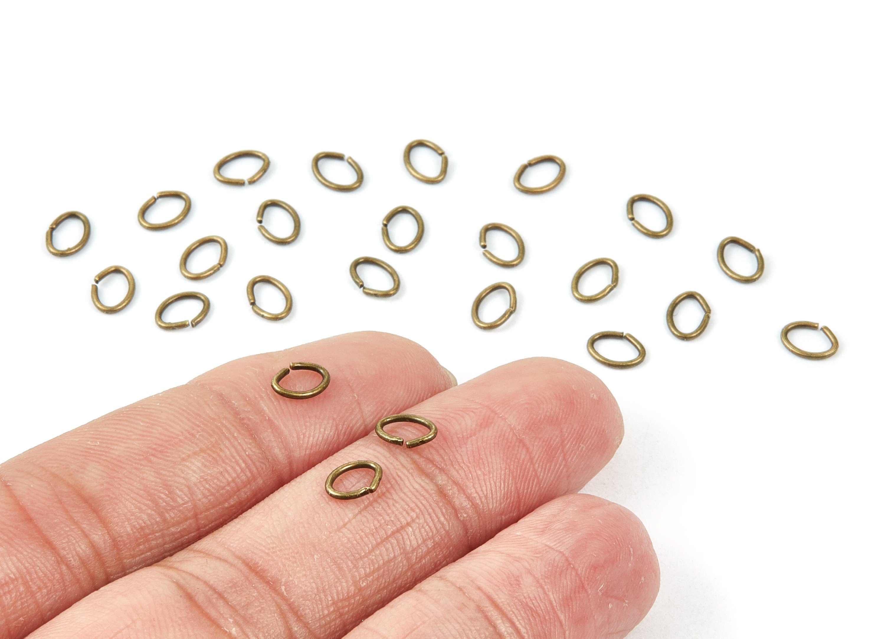 Brass Open Jump Rings - 6x5x0.8mm - Antique Bronze Tone Plated - Brass Open Jump Rings - Jewelry Supplies - PP1645AB - DOMEDBAZAAR