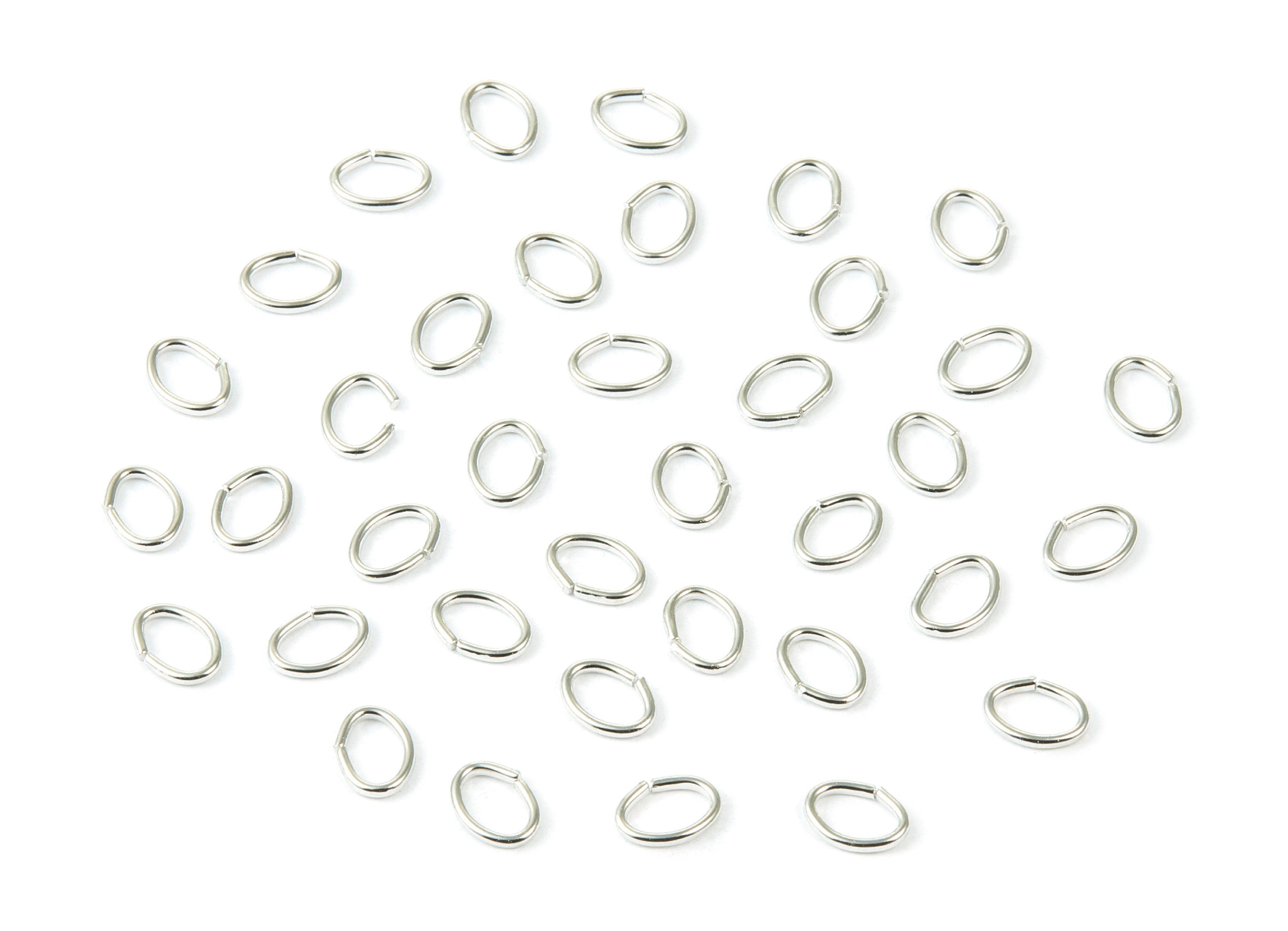 Brass Open Jump Rings - 7x5x0.9mm - Silver Tone Plated - Brass Open Jump Rings - Jewelry Supplies - PP1563S - DOMEDBAZAAR