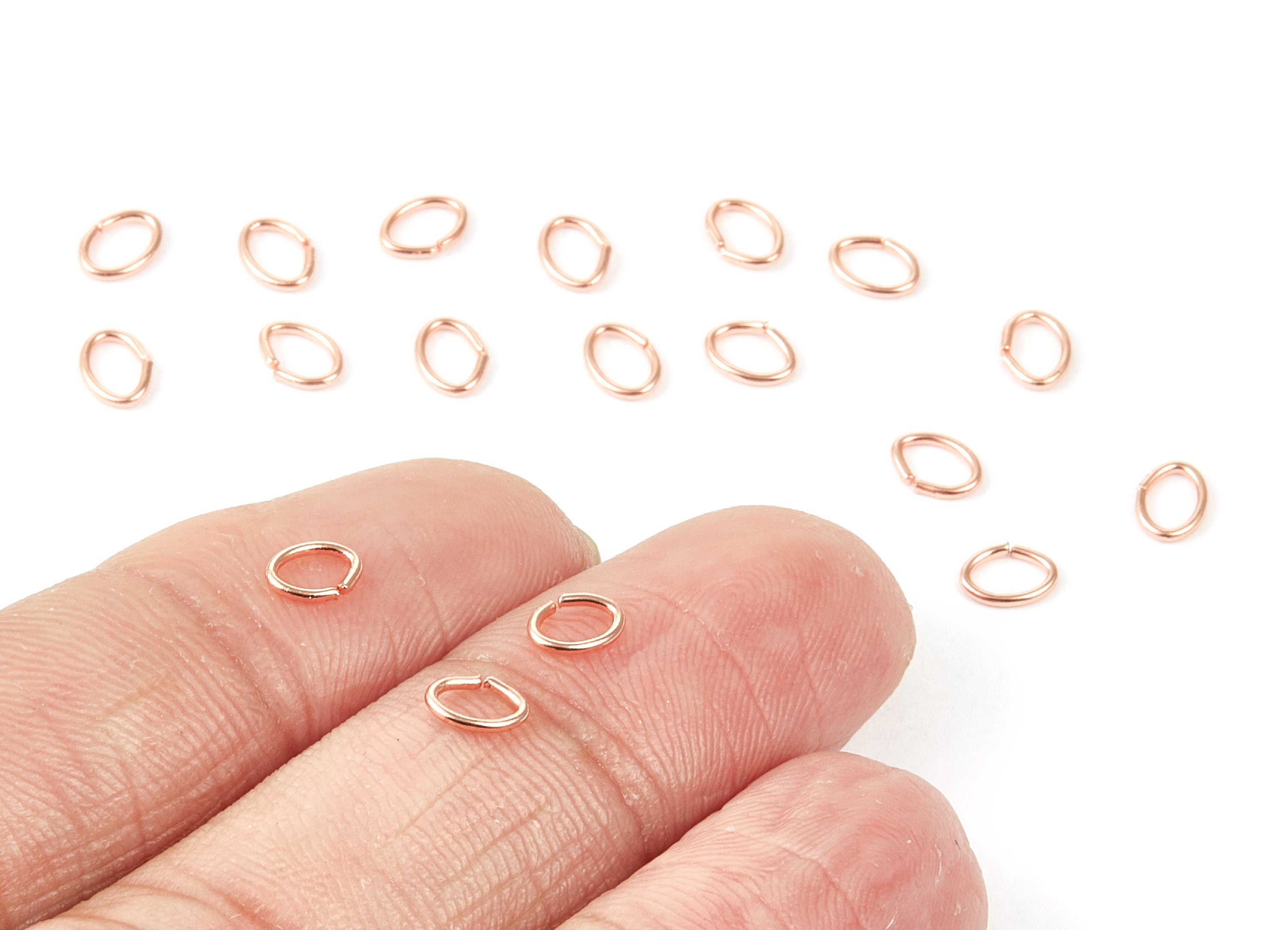 Brass Open Jump Rings - 5x4x0.7mm - Rose Tone Plated - Brass Open Jump Rings - Jewelry Supplies - PP1564R - DOMEDBAZAAR