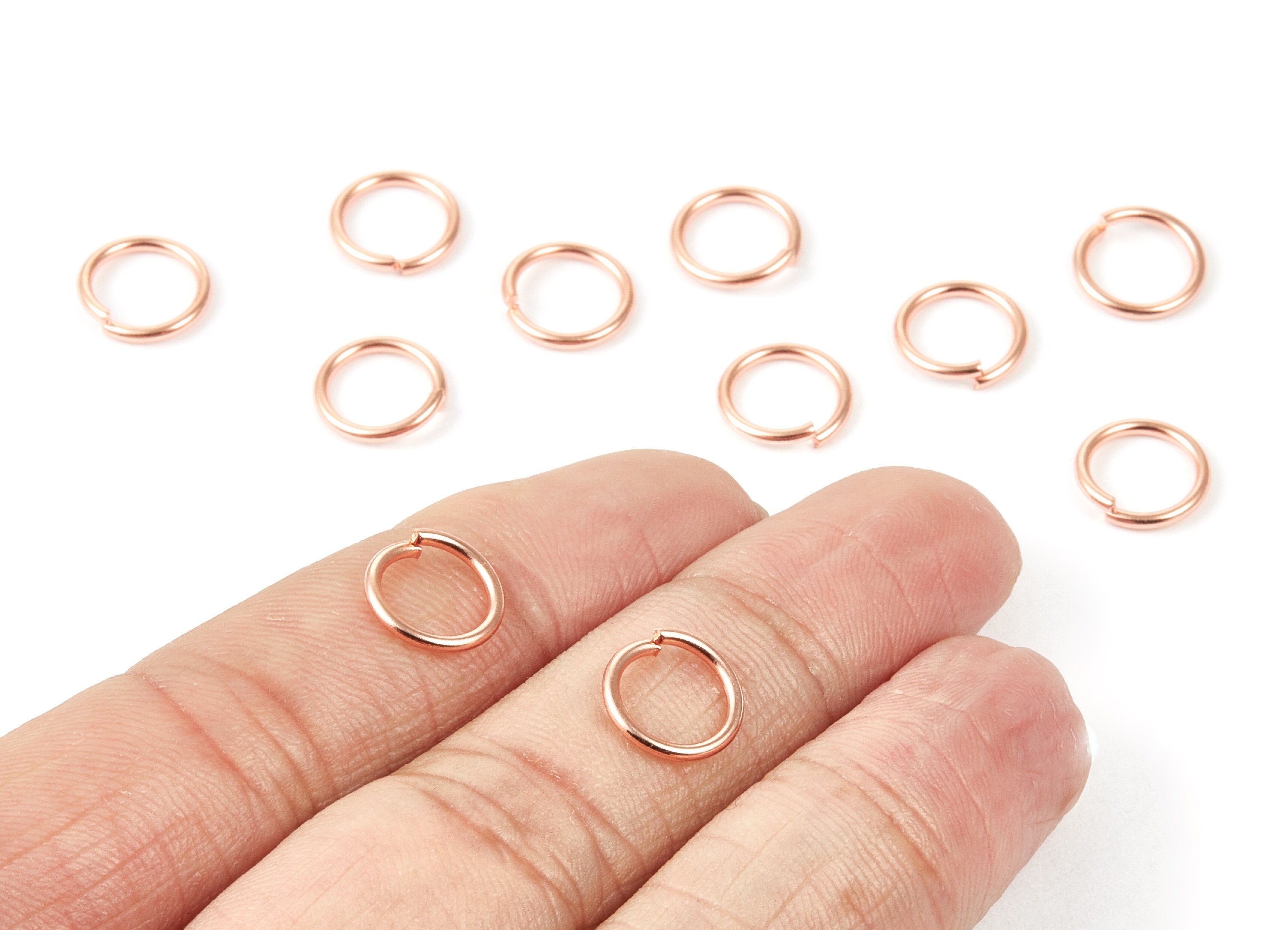 Brass Open Jump Rings - 10x1.2mm - Rose Tone Plated - Brass Open Jump Rings - Jewellery Supplies - PP1609R - DOMEDBAZAAR
