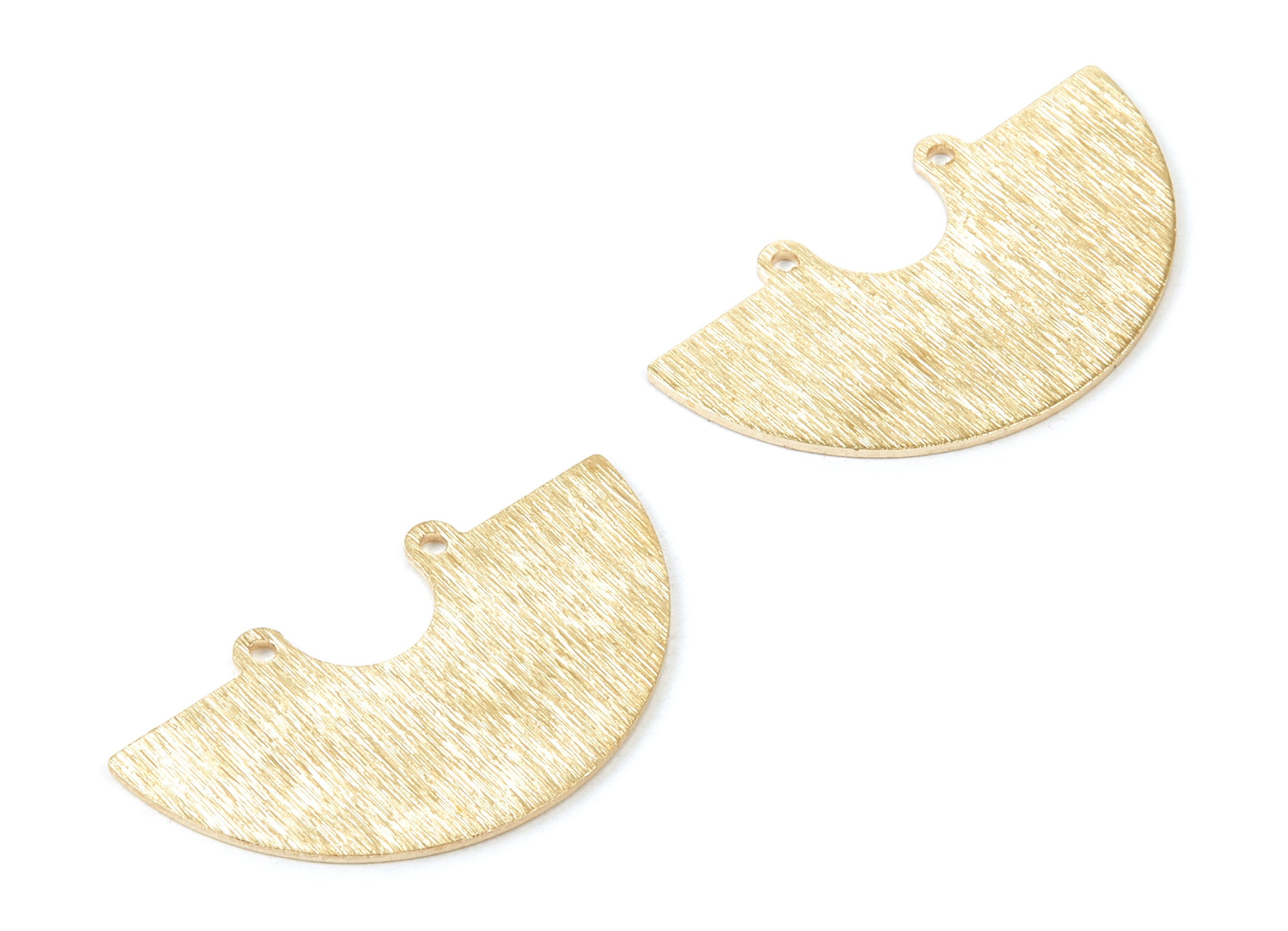 Brass Half Round Charms - Textured Half Round Raw Brass Connector with 2 Holes - Jewelry Supplies - 35,1x19,85 x0,8mm - PP1761 - DOMEDBAZAAR