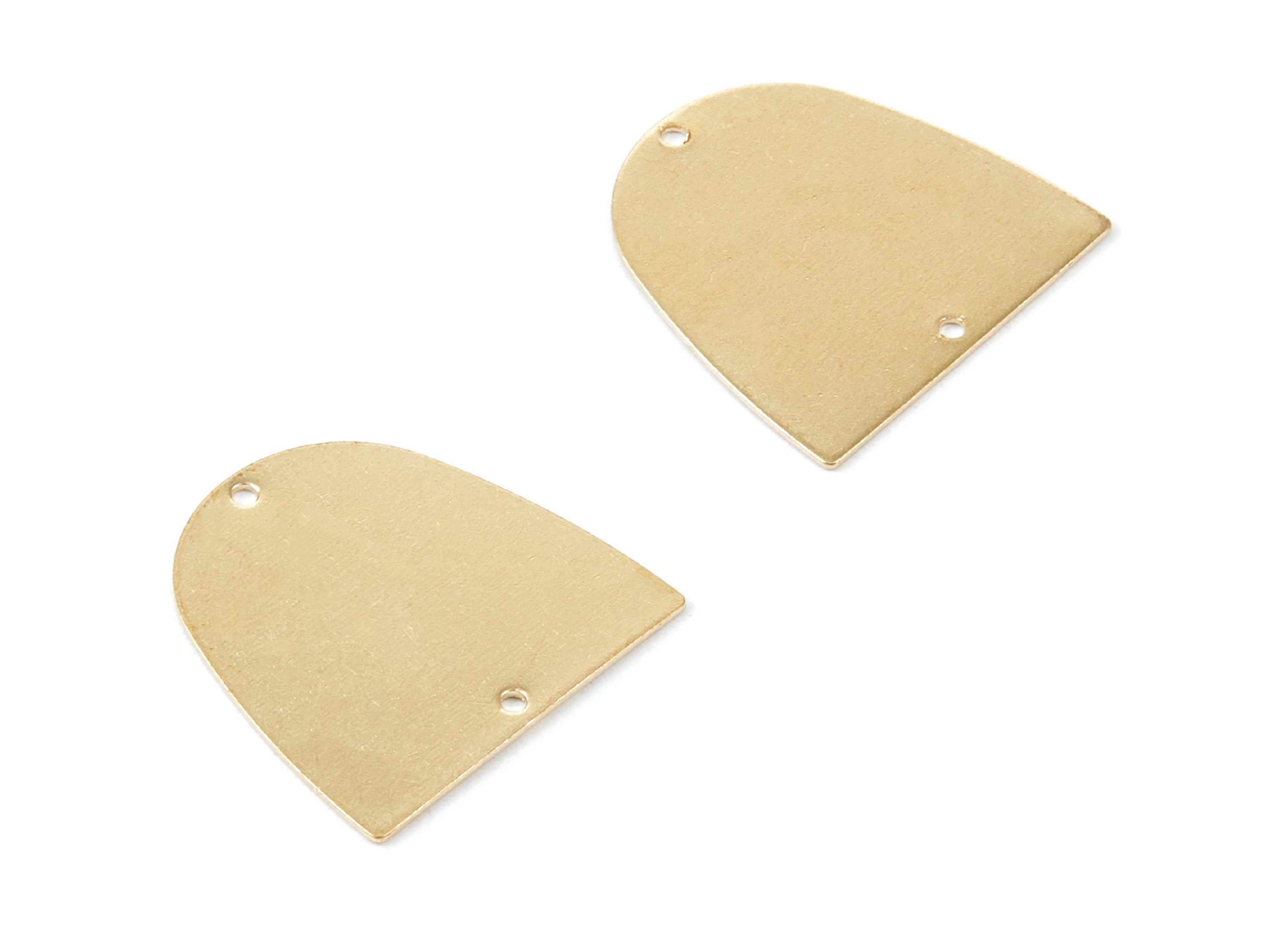 Personalized stamping blank - Brass D Charms - D Shaped Raw Brass Pendant - Brass Connectors With 2 Holes - 20x20x0,5mm - PP1784 - DOMEDBAZAAR