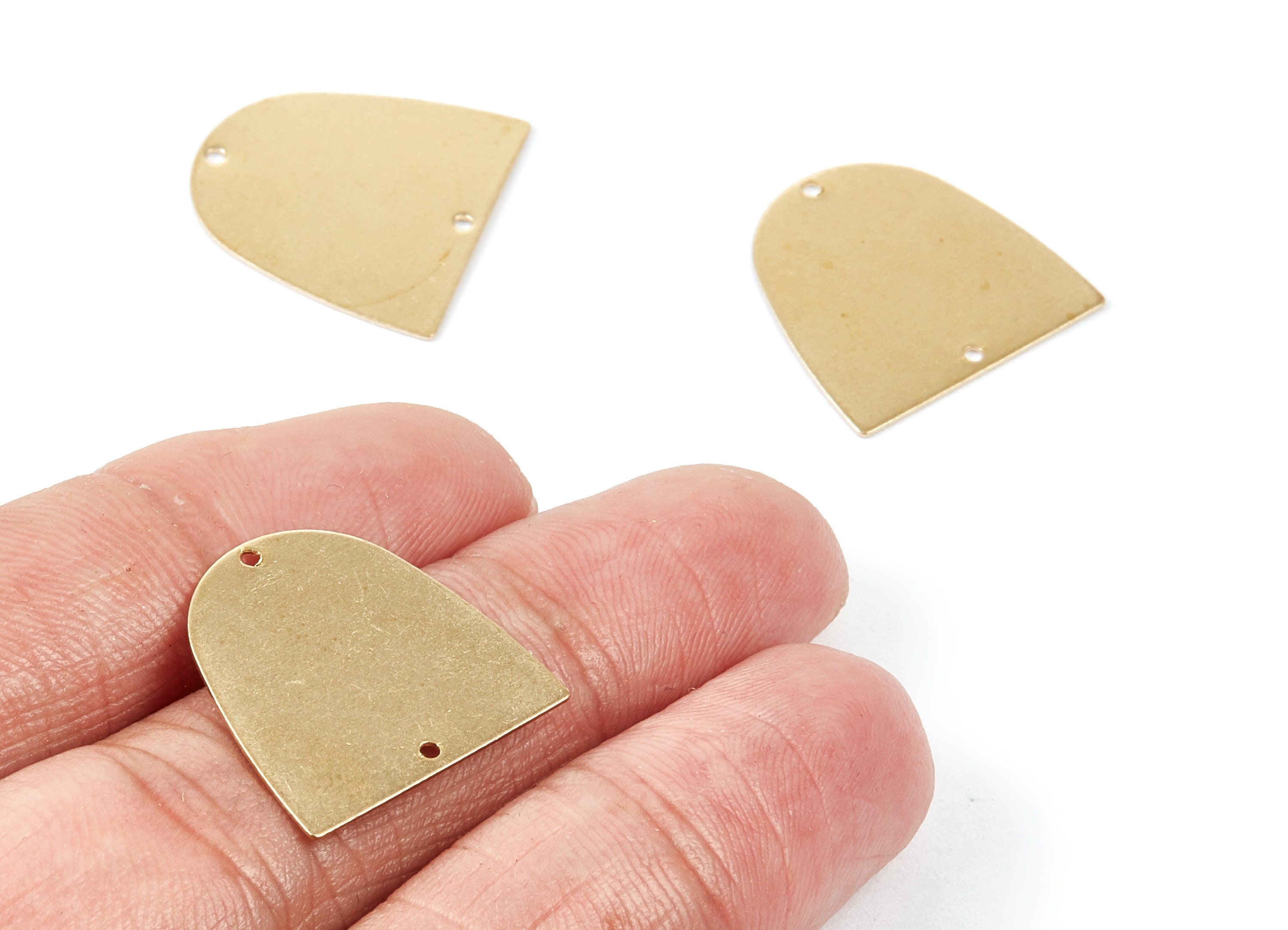 Personalized stamping blank - Brass D Charms - D Shaped Raw Brass Pendant - Brass Connectors With 2 Holes - 20x20x0,5mm - PP1784 - DOMEDBAZAAR