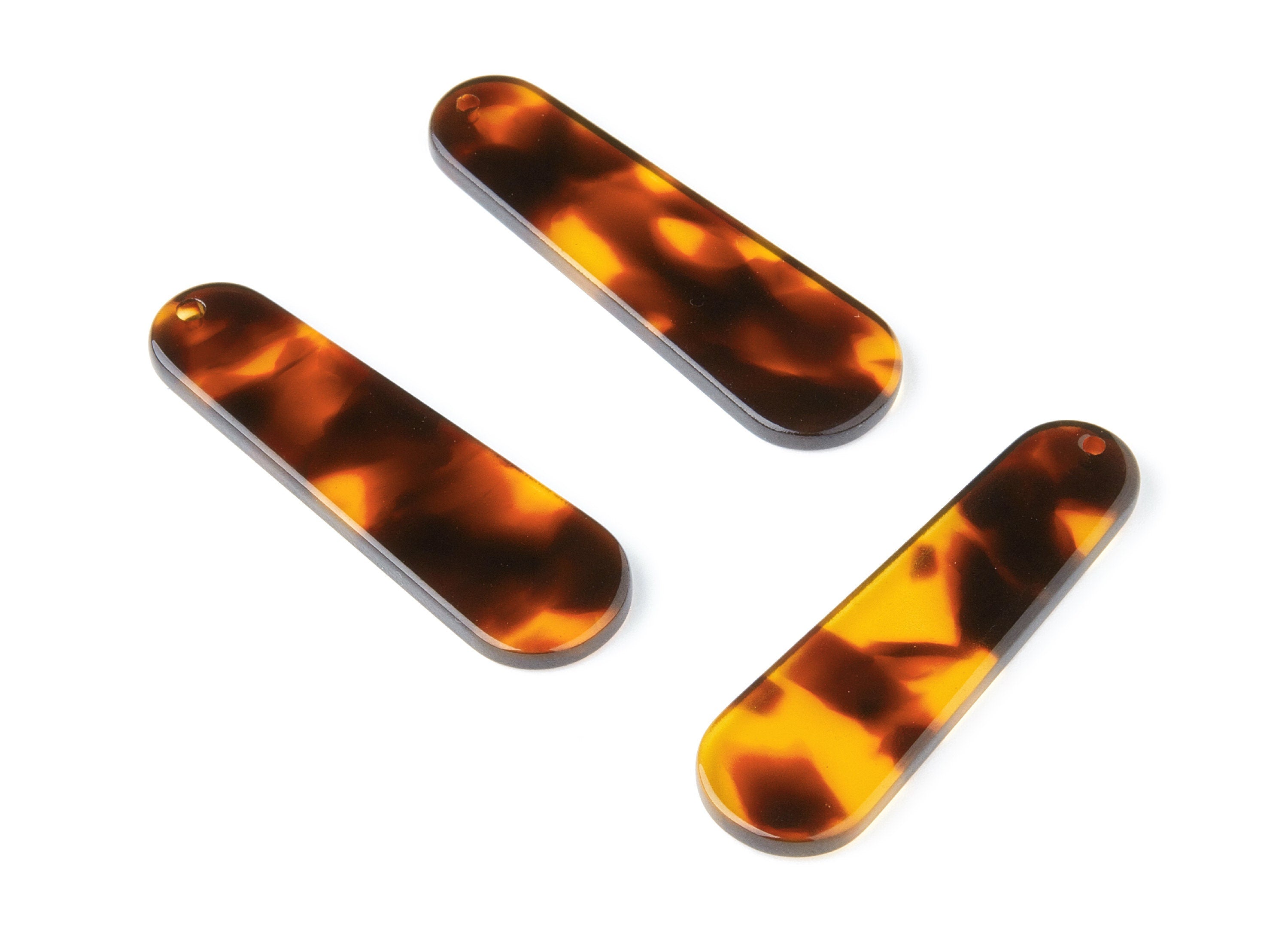 Acetate Acrylic Earring Charms - Tortoise Shell Earrings - Rod Shaped Pendant - Color Code: A05 - 44.73x13.74x2.78mm - AC1380C - DOMEDBAZAAR