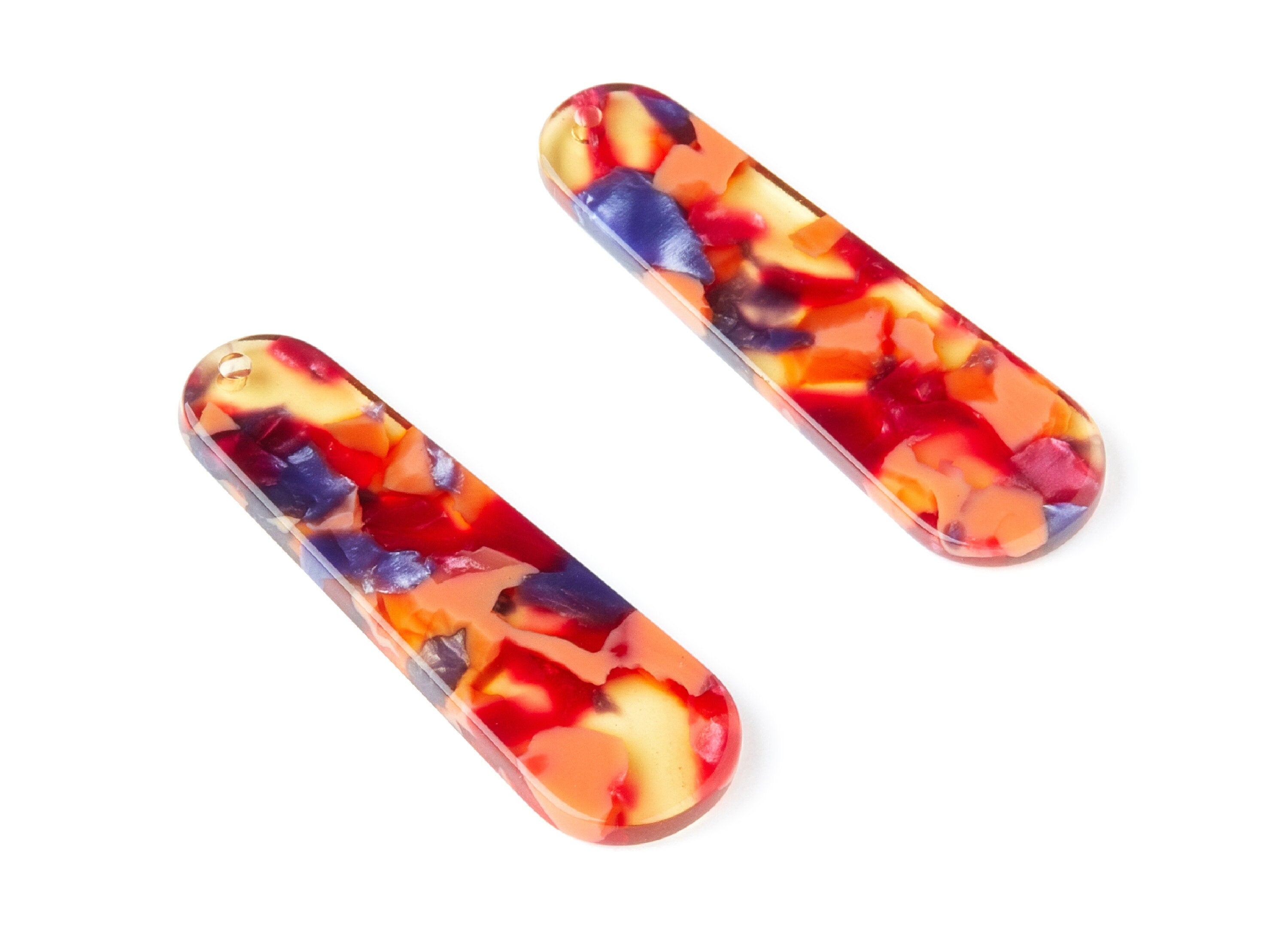 Acetate Rod Earring Charms - Rod Shaped Pendant - Earring Findings - Jewelry Supplies - Color Code: A44 - 44.73x13.74x2.78mm - AC1380H - DOMEDBAZAAR