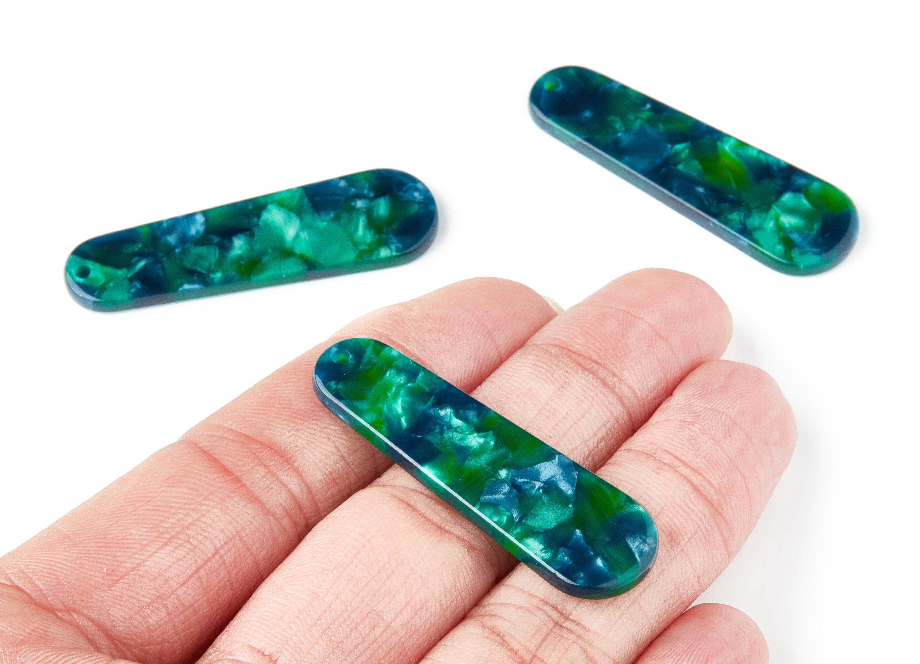 Acetate Acrylic Earring Charms - Tortoise Shell Earrings - Rod Shaped Pendant - Color Code: A13 - 44.73x13.74x2.78mm - AC1380J - DOMEDBAZAAR
