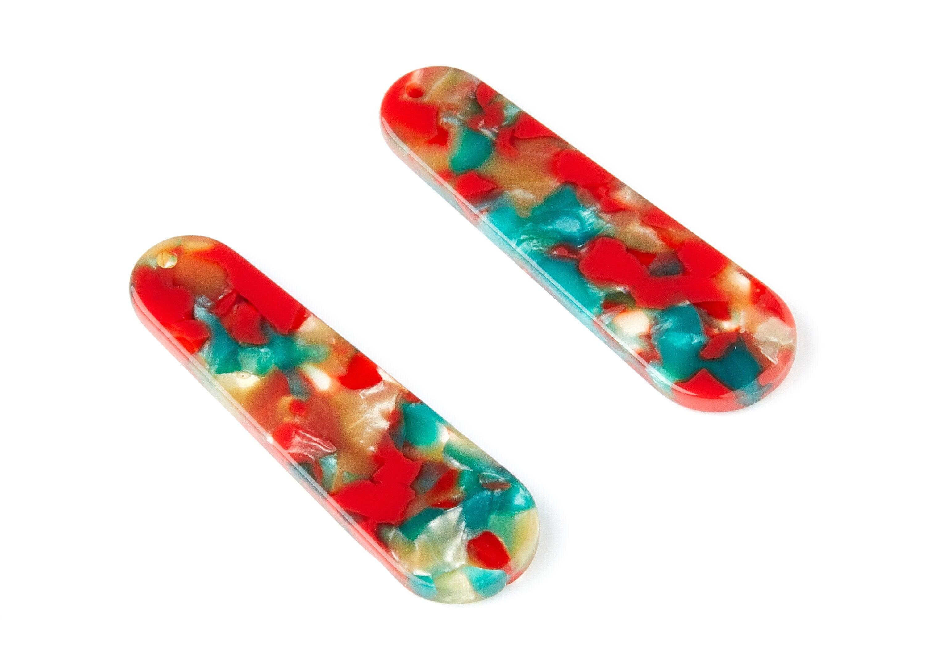 Acetate Rod Earring Charms - Rod Shaped Pendant - Earring Findings - Jewelry Supplies - Color Code: A46 - 44.73x13.74x2.78mm - AC1380E - DOMEDBAZAAR