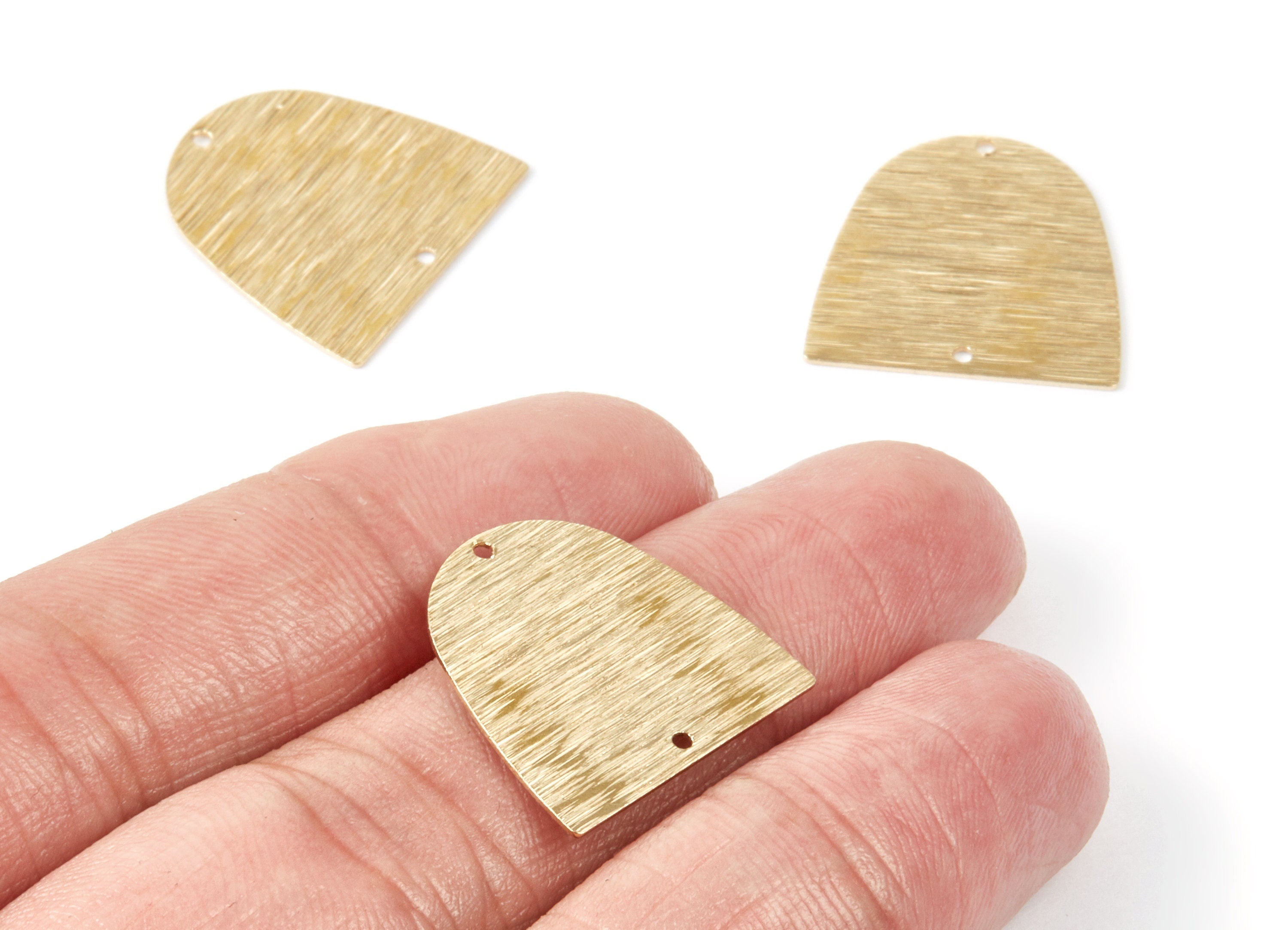 Brass D Charms - D Textured Raw Brass Pendant - Brass Connectors With 2 Holes - Jewelry Supplies - 20x20x0,52mm - PP1785 - DOMEDBAZAAR