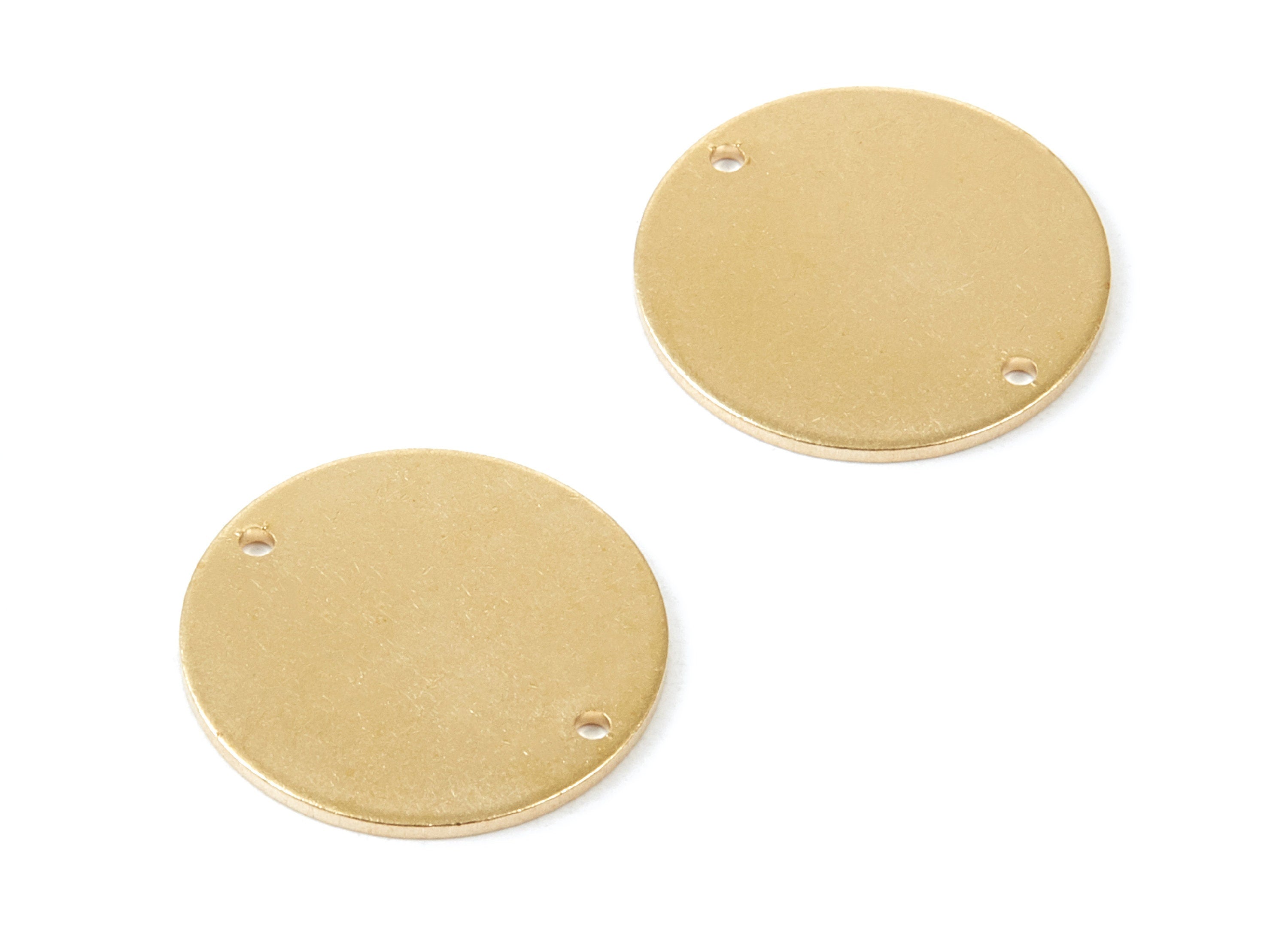 Personalized stamping blank - Brass Round Charms - Round Raw Brass Pendant - Connectors With 2 Holes - Jewelry Supplies - 21x21x1mm - PP1862 - DOMEDBAZAAR