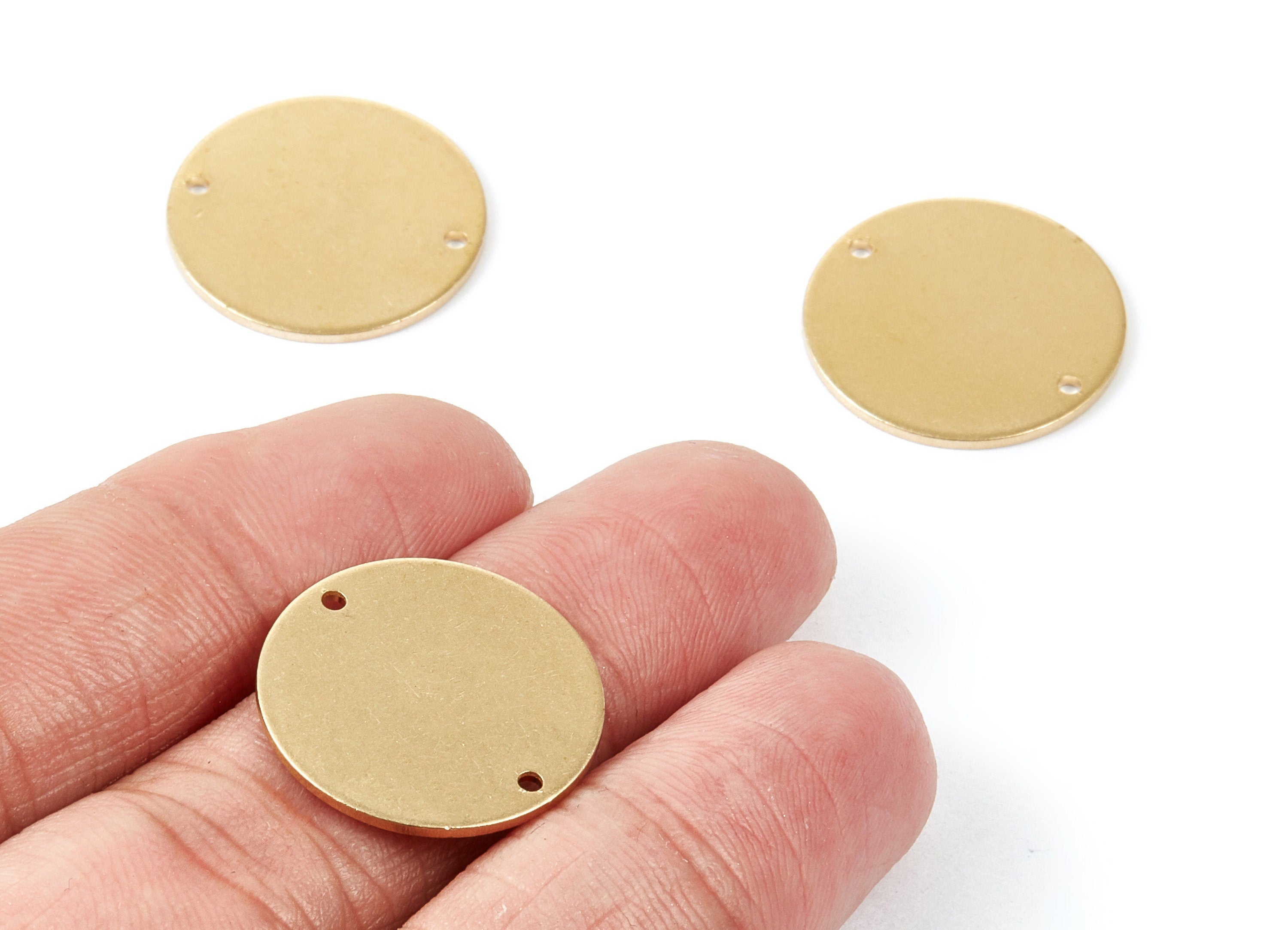 Personalized stamping blank - Brass Round Charms - Round Raw Brass Pendant - Connectors With 2 Holes - Jewelry Supplies - 21x21x1mm - PP1862 - DOMEDBAZAAR