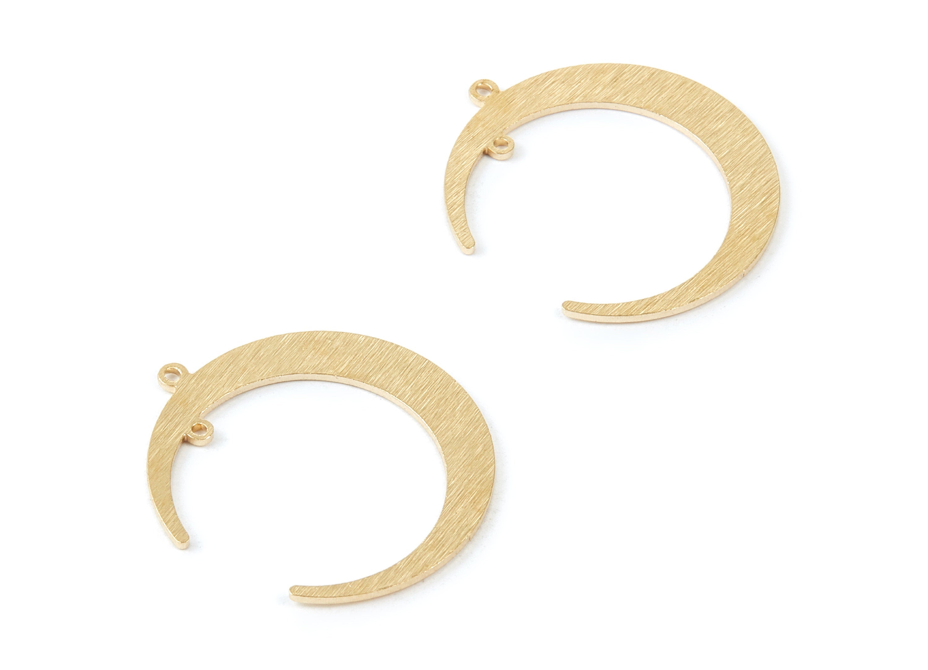 Brass Moon Charms - Moon Textured Raw Brass Connectors With 2 Holes - Jewelry Supplies - 30,57x27,33x1mm - PP1834 - DOMEDBAZAAR