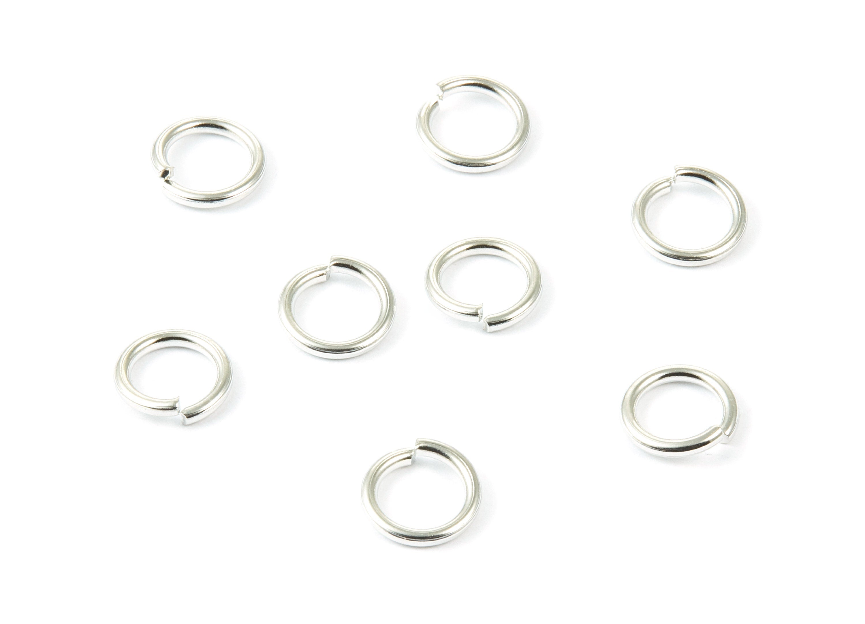 Brass Open Jump Rings - 10x1.5mm - Silver Tone Plated - Brass Open Jump Rings - Jewellery Supplies - PP1620S - DOMEDBAZAAR