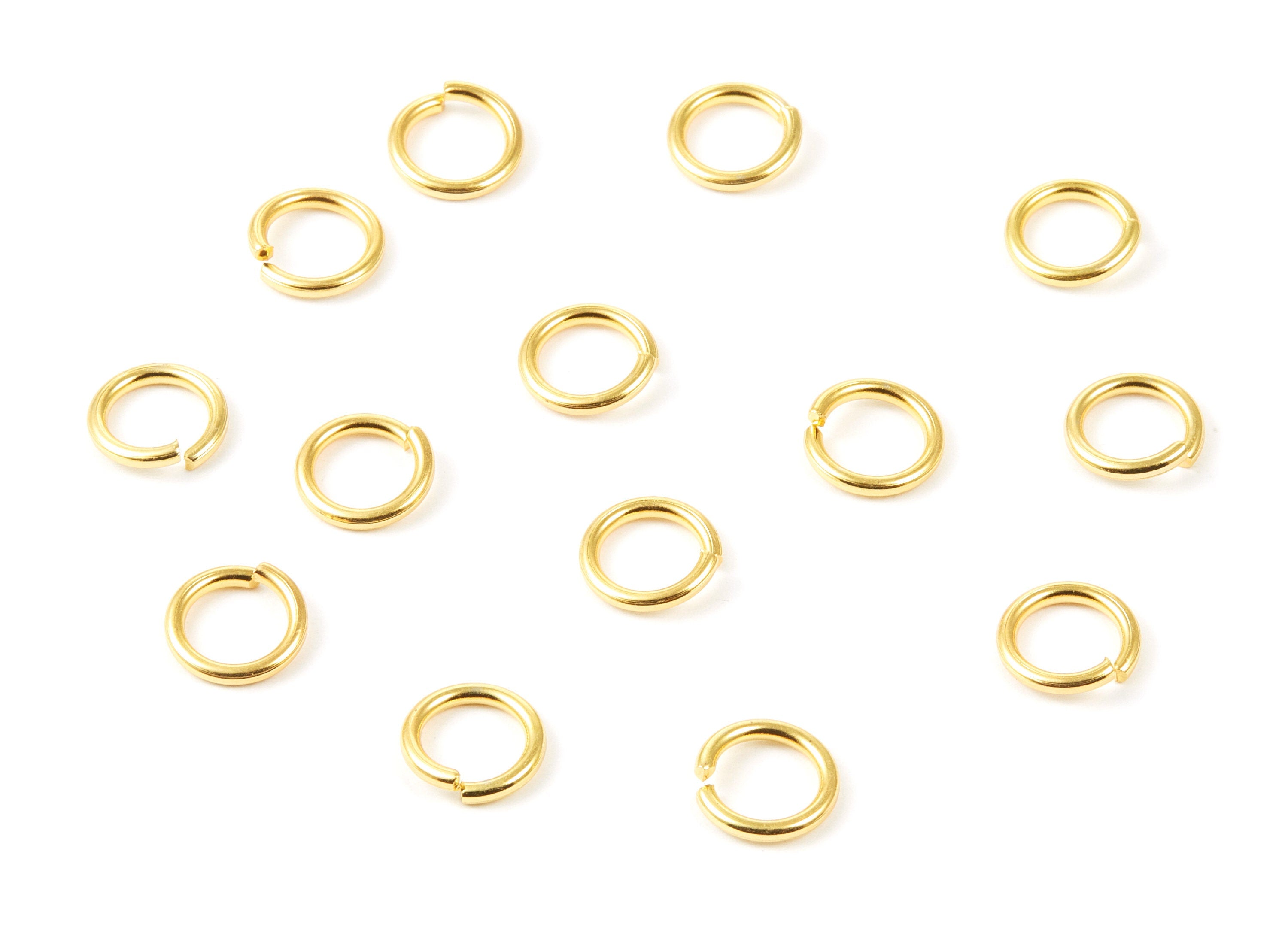 Brass Open Jump Rings - 10x1.5mm - Gold Tone Plated - Brass Open Jump Rings - Jewelry Supplies - PP1620G - DOMEDBAZAAR